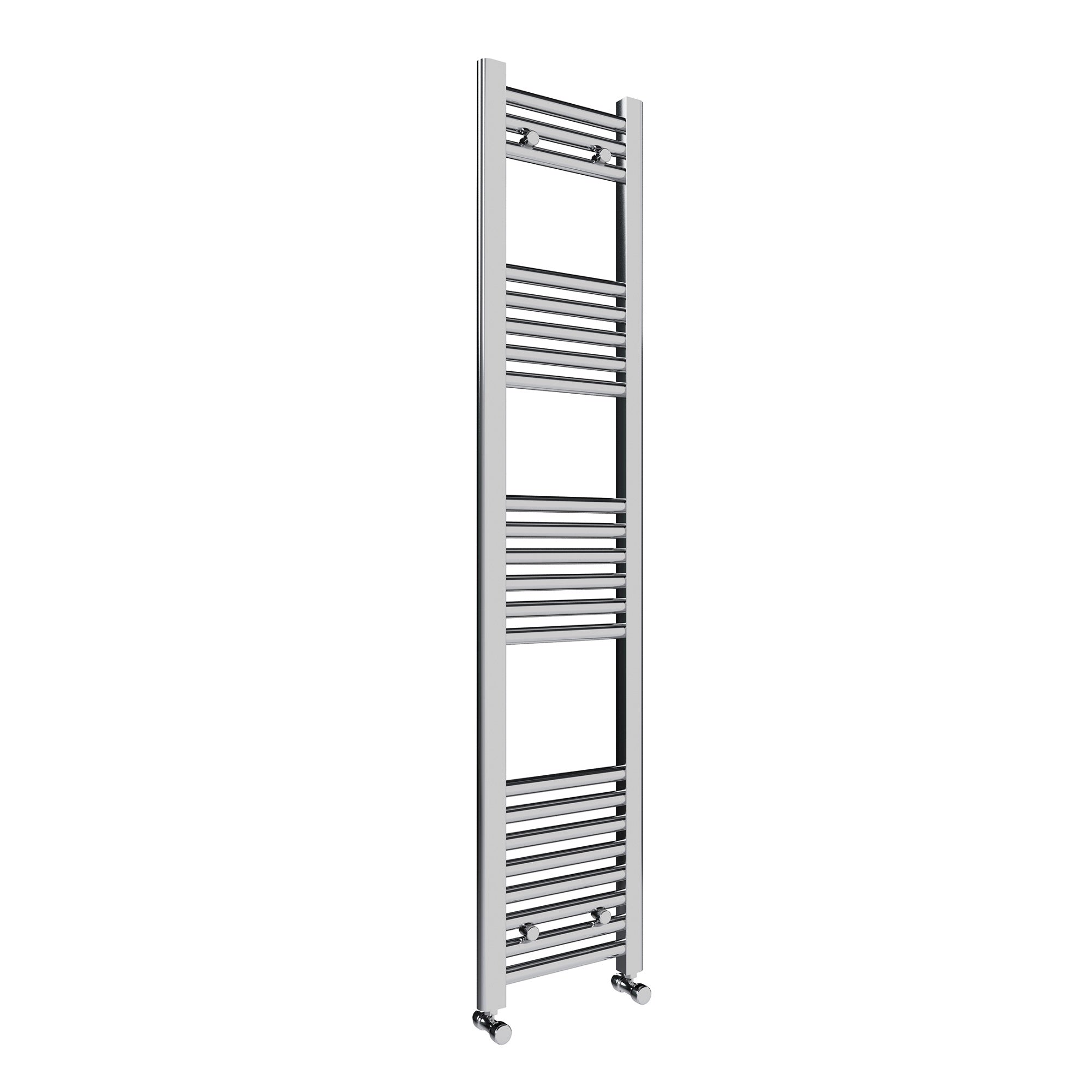 FNX Bathrooms Chrome Straight Heated Towel Rail Radiator 300x1400mm with Angled Thermostatic Valves