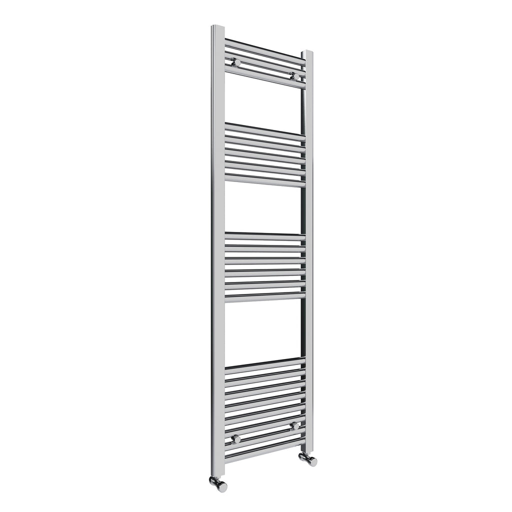 Chrome 500x1400mm Straight Heated Towel Rail with Corner Thermostatic Valves