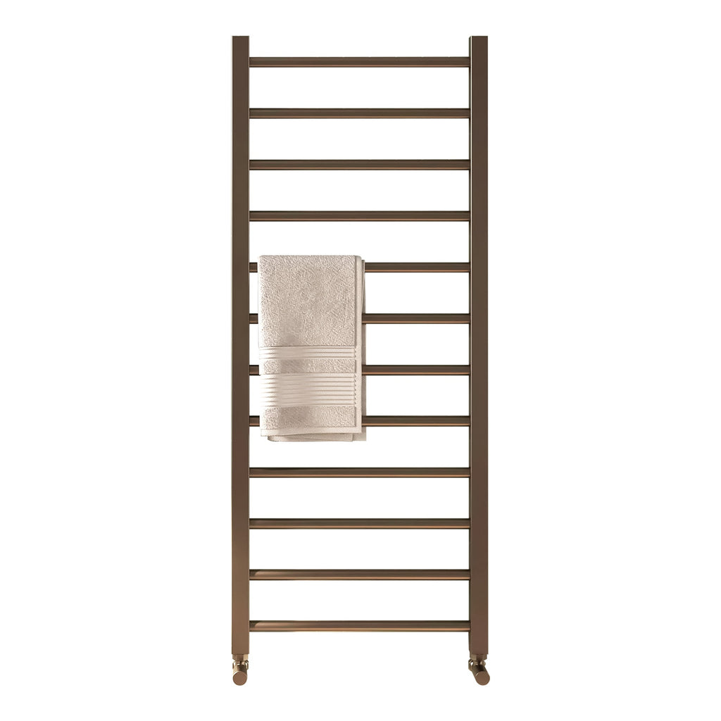 Brushed Bronze Heated Towel Radiator 800x500mm with Angled Thermostatic Valves