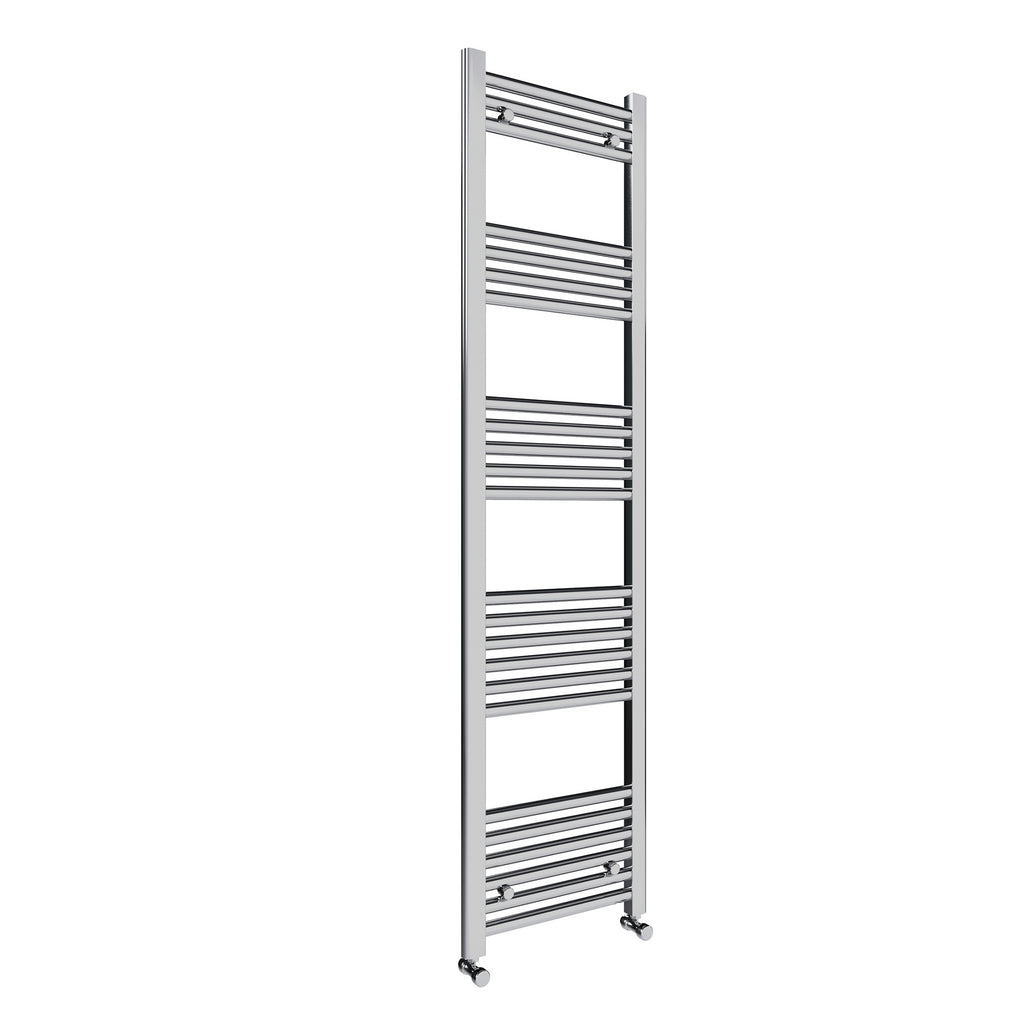 FNX Chrome Heated Towel Rail Radiator 400x1600mm with Dual Fuel Thermostatic Corner Valves for Bathrooms