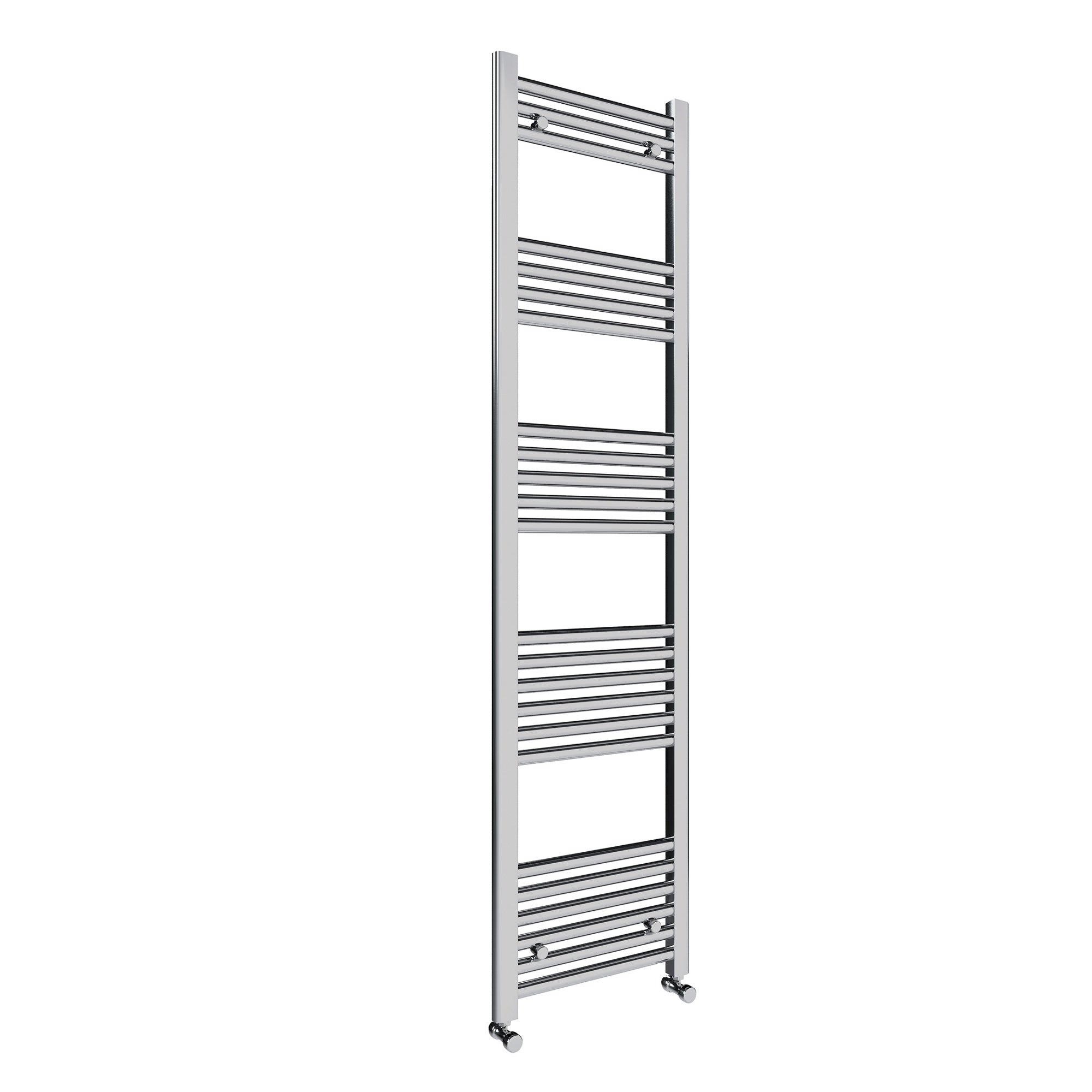 FNX Chrome Heated Towel Rail Radiator 400x1600mm with Dual Fuel Thermostatic Corner Valves for Bathrooms