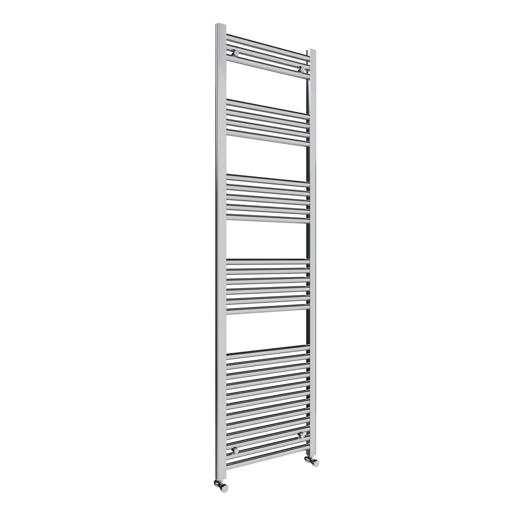 FNX Bathrooms 1800x500mm Polished Chrome Heated Towel Rail Radiator with Dual Fuel Manual Corner Valves