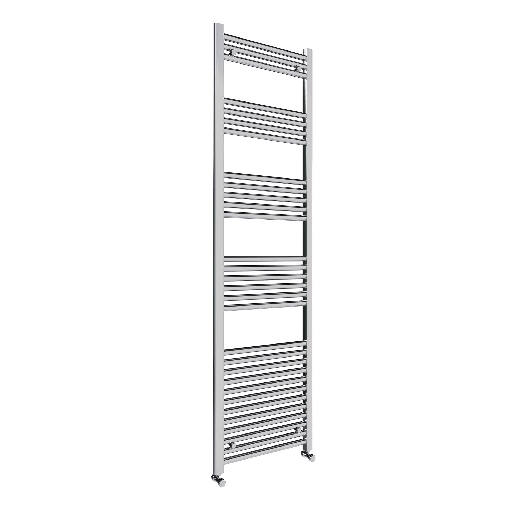 FNX Bathrooms 1800x500mm Polished Chrome Heated Towel Rail Radiator with Dual Fuel Manual Corner Valves