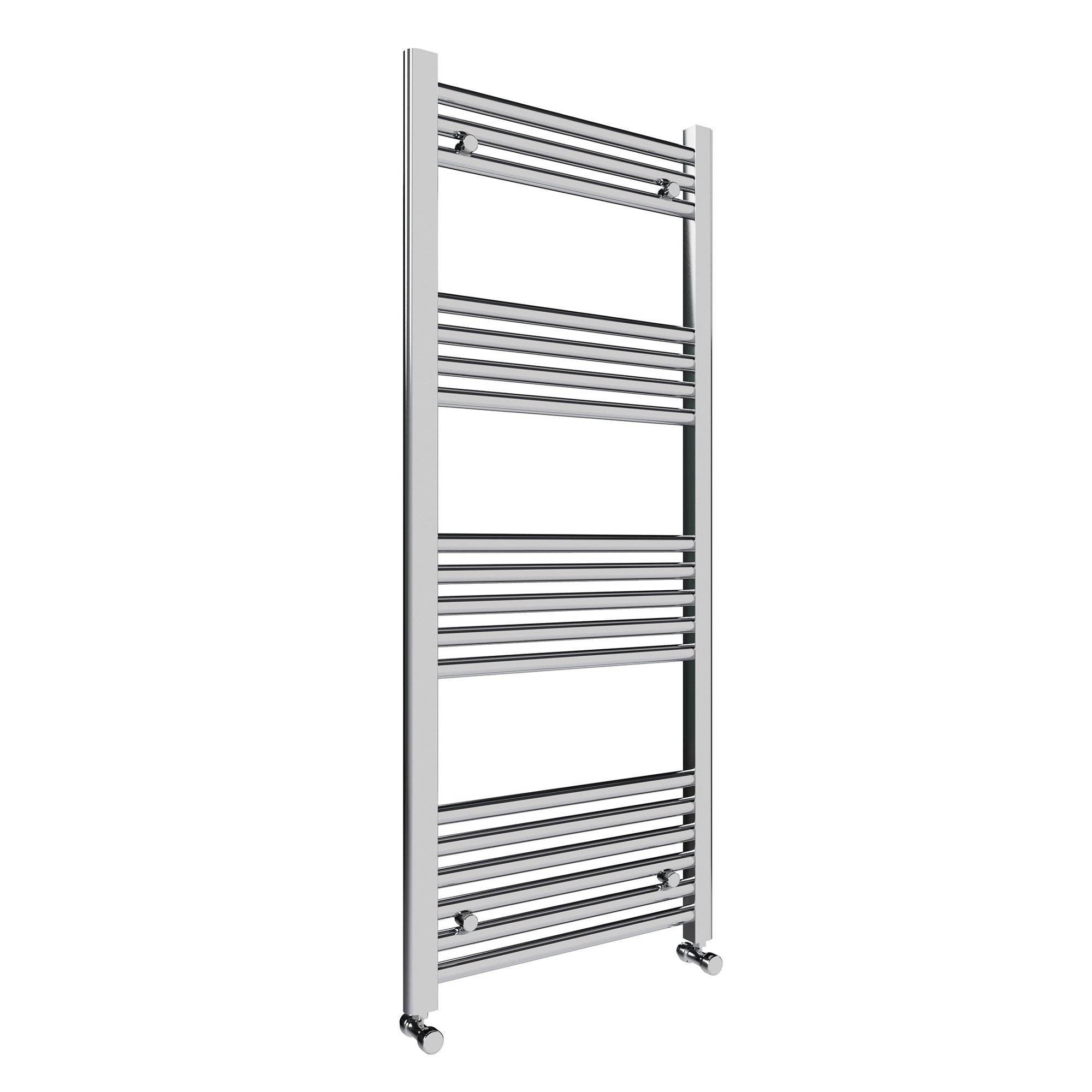 FNX Bathrooms Chrome Polished Straight Heated Towel Rail Radiator 600x1200mm with Angled Manual Valves