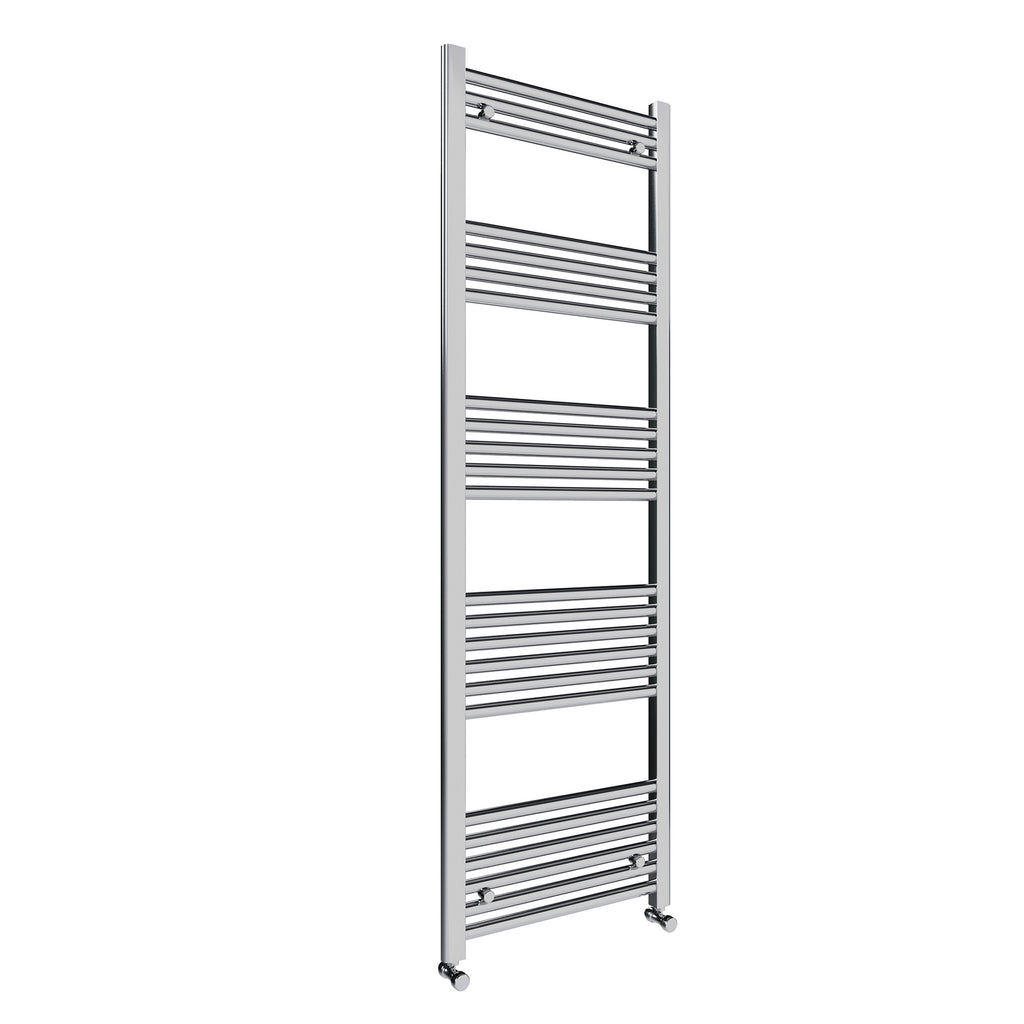 FNX Pozo Chrome 600x1600mm Straight Heated Towel Rail Radiator with Manual Valves