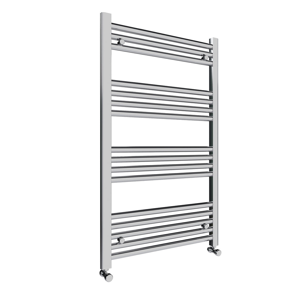 FNX Bathrooms 600x1000mm Chrome Straight Heated Towel Rail Radiator with Corner Manual Valves