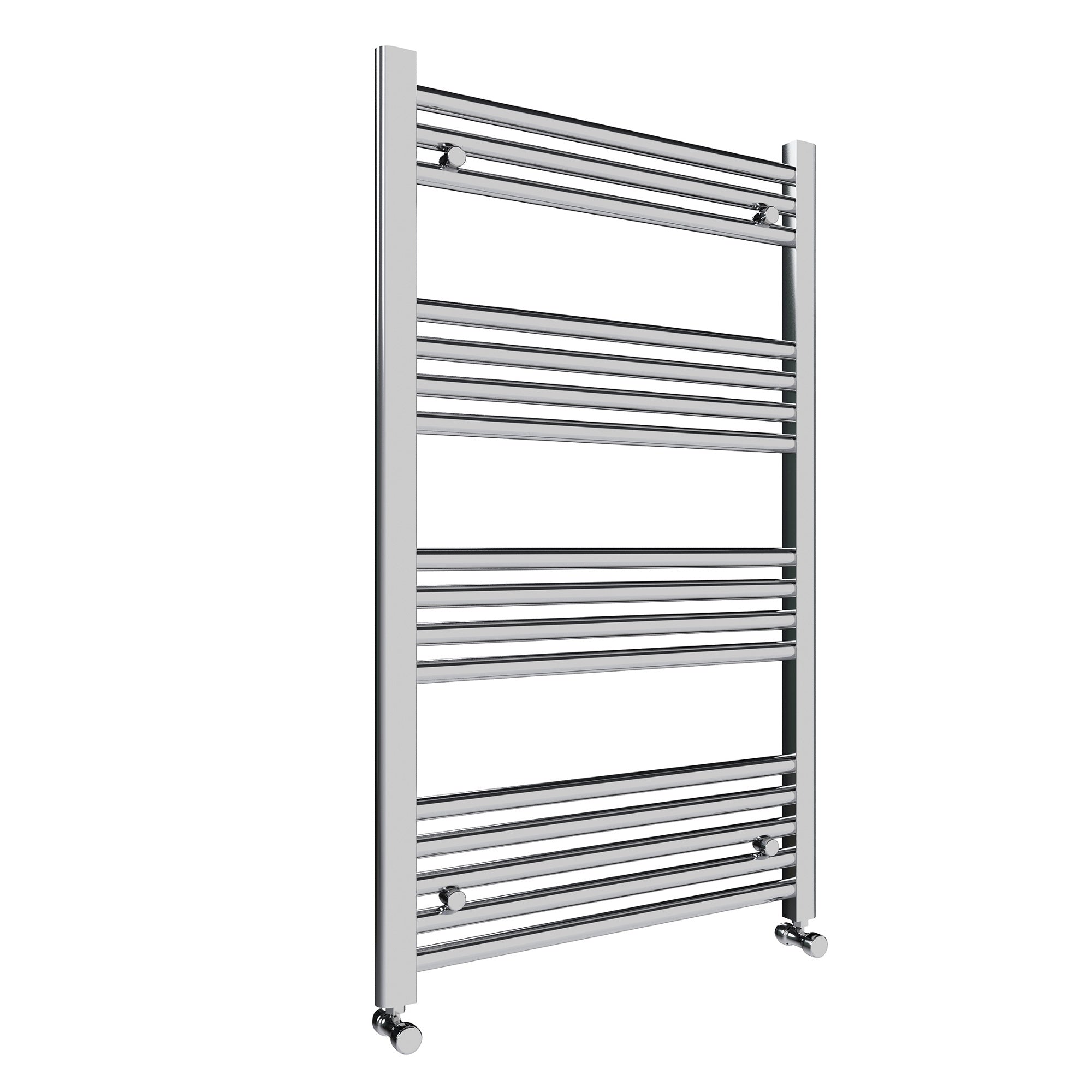 FNX Bathrooms 600x1000mm Chrome Straight Heated Towel Rail Radiator with Corner Manual Valves