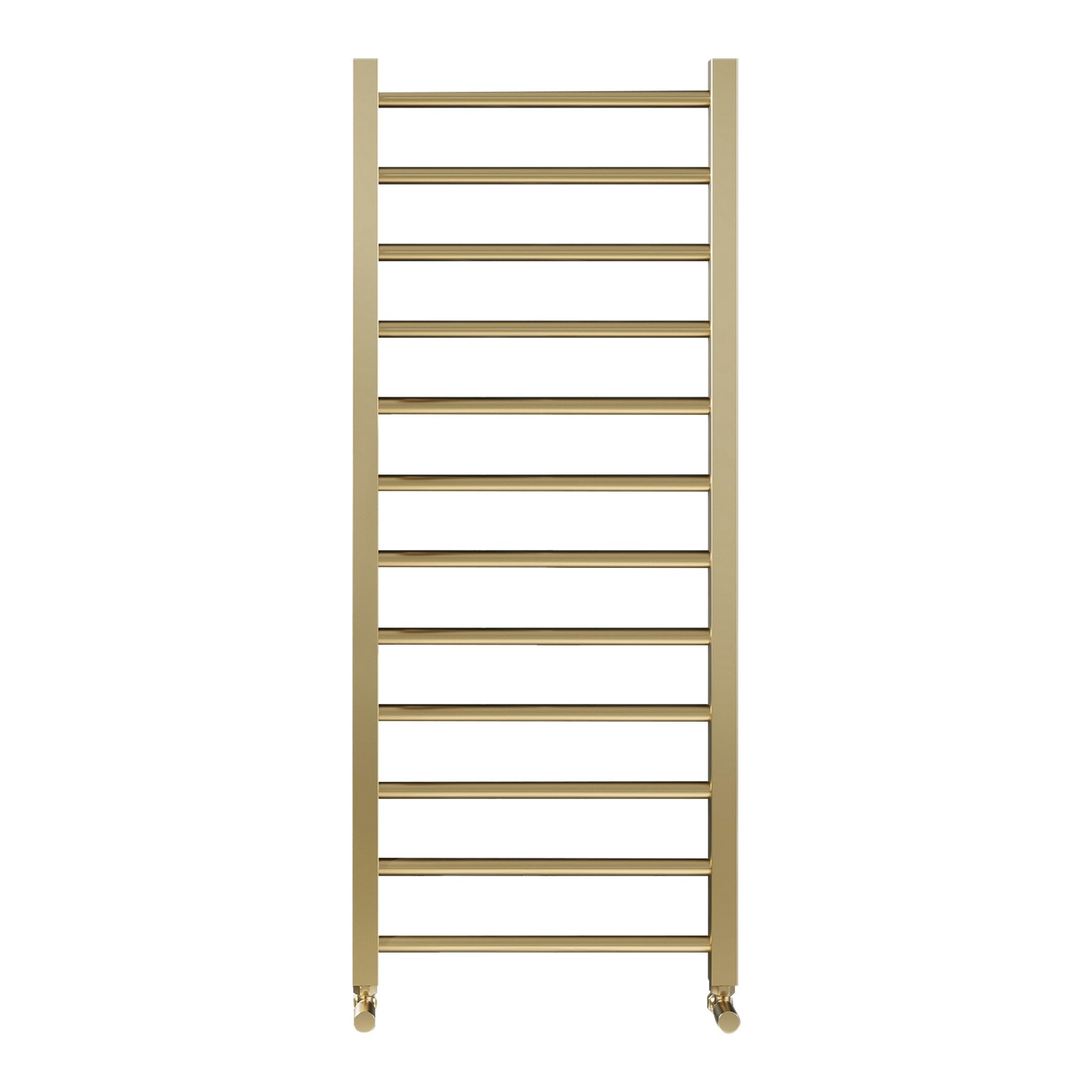 Brushed Brass Heated Towel Rail Radiator 500x1200mm with Corner Manual Valves - FNX Bathrooms