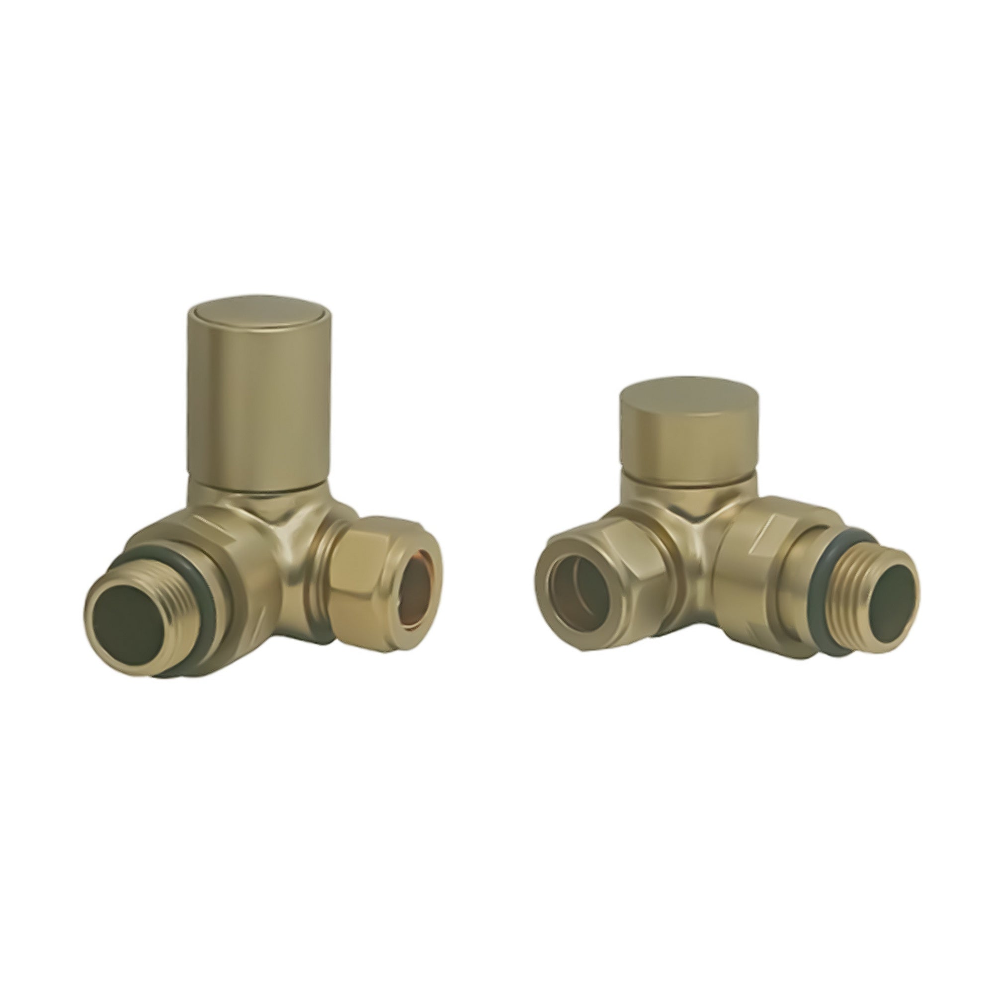 Brushed Brass Heated Towel Rail Radiator 500x1200mm with Corner Manual Valves - FNX Bathrooms