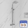 FNX Chrome Modern Thermostatic Exposed Shower Kit with Square Dual Heads
