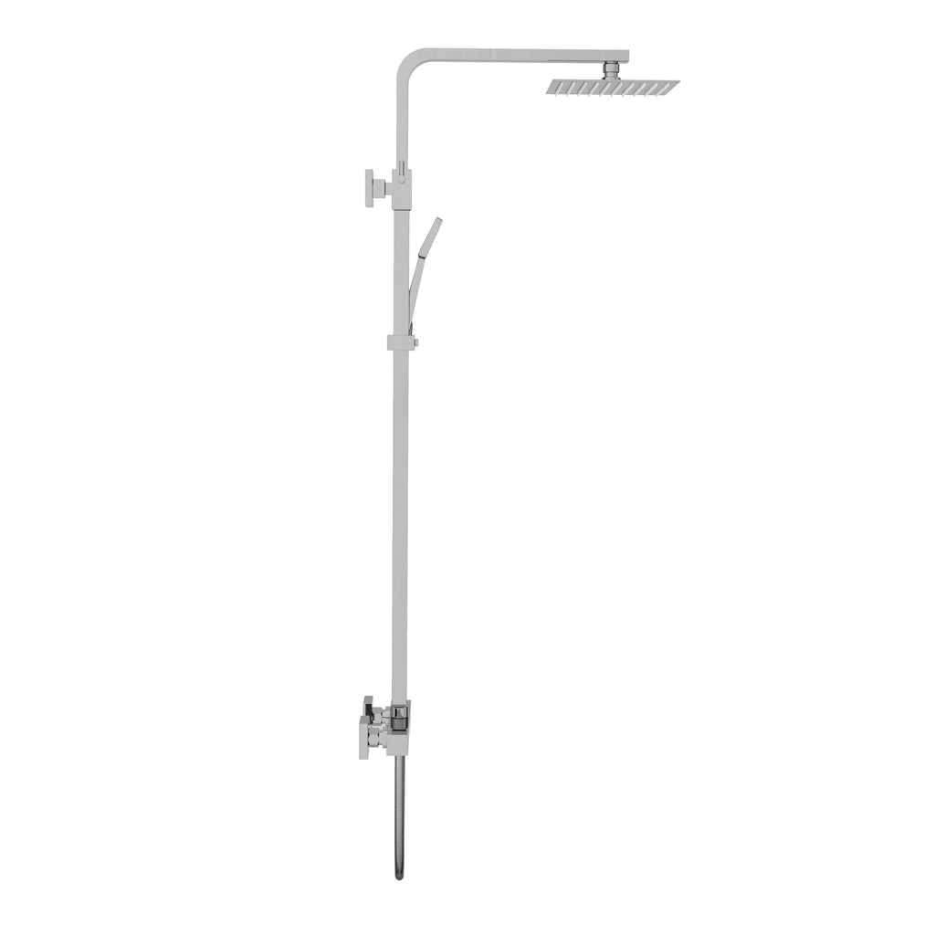 FNX Chrome Modern Thermostatic Exposed Shower Kit with Square Dual Heads