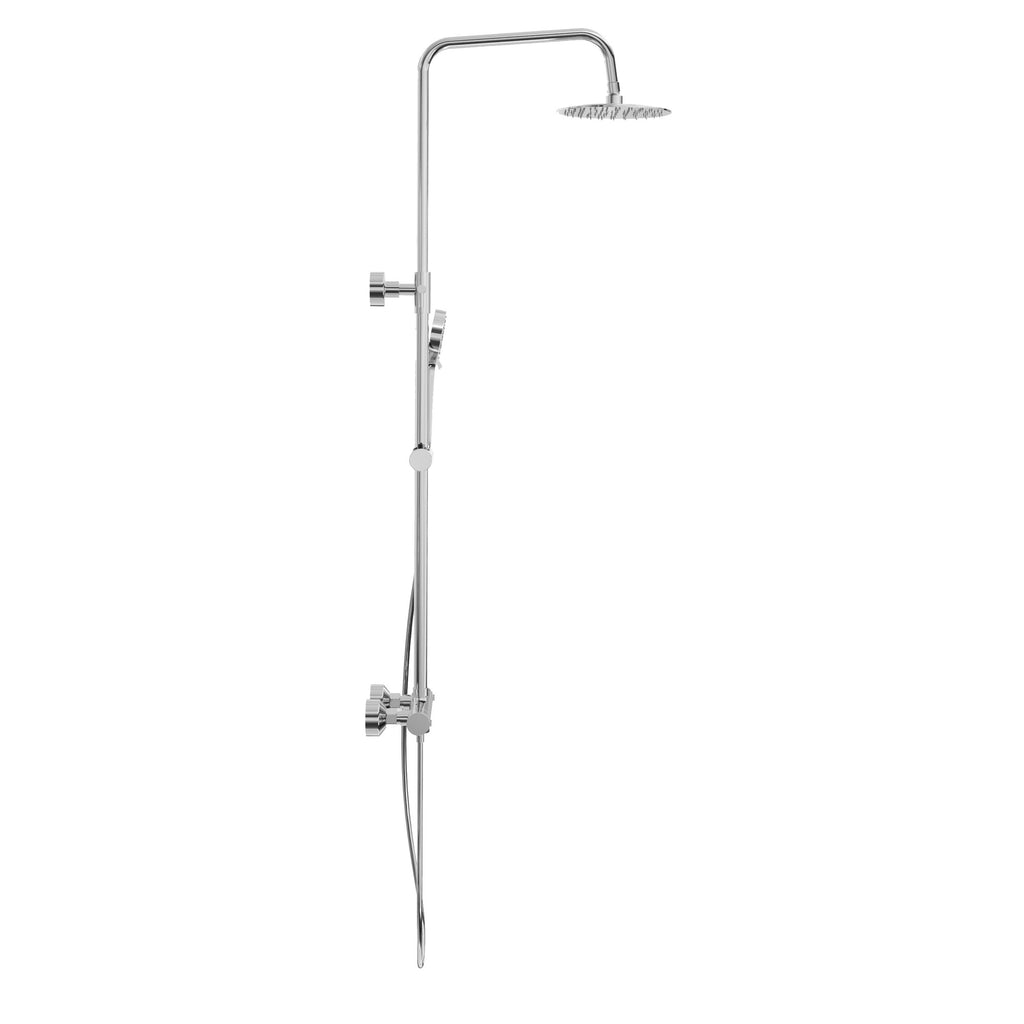 FNX Chrome Modern Exposed Thermostatic Mixer Shower Kit with Round Overhead & Handheld