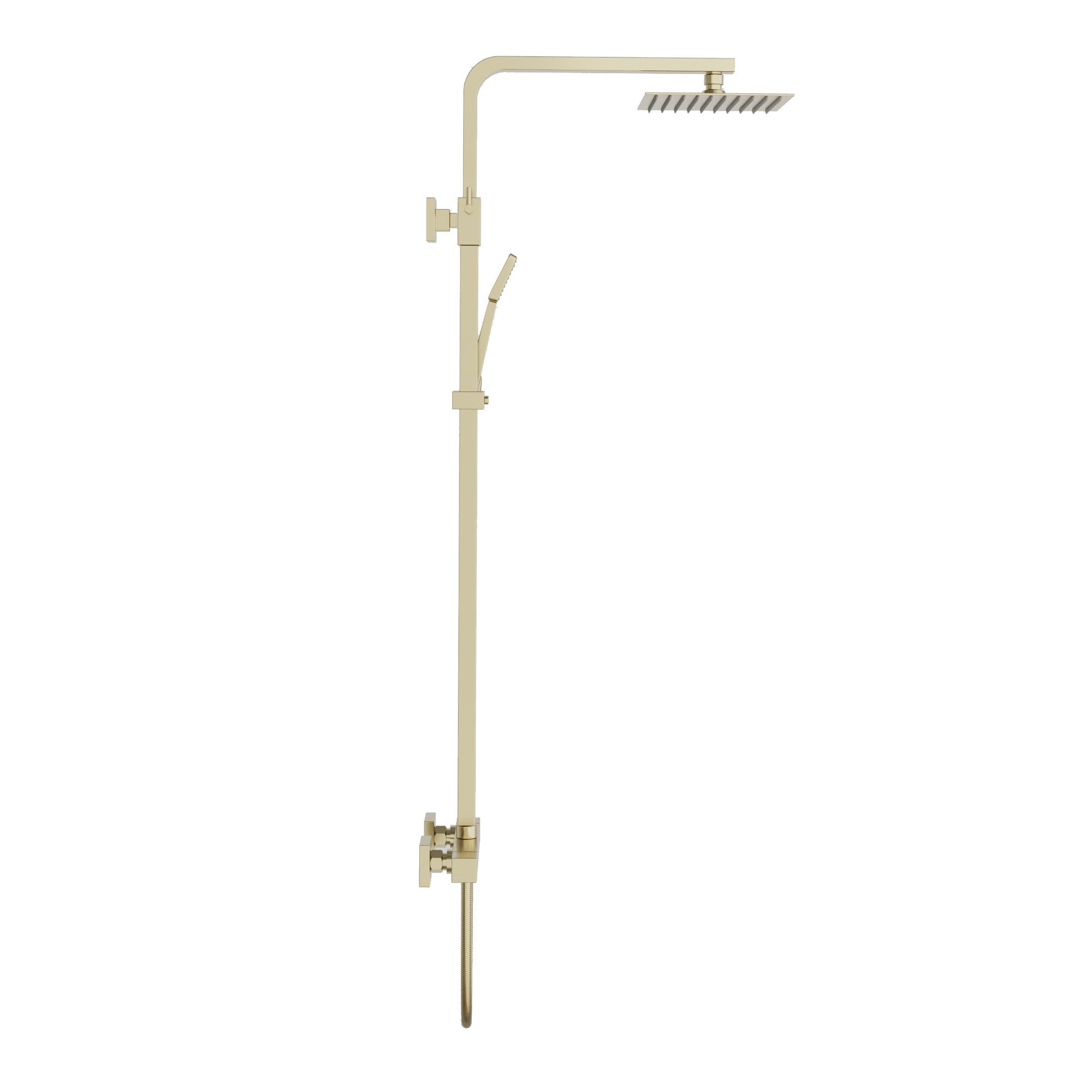 FNX Brushed Brass Modern Square Thermostatic Exposed Mixer Shower Kit with Dual Overhead & Handset