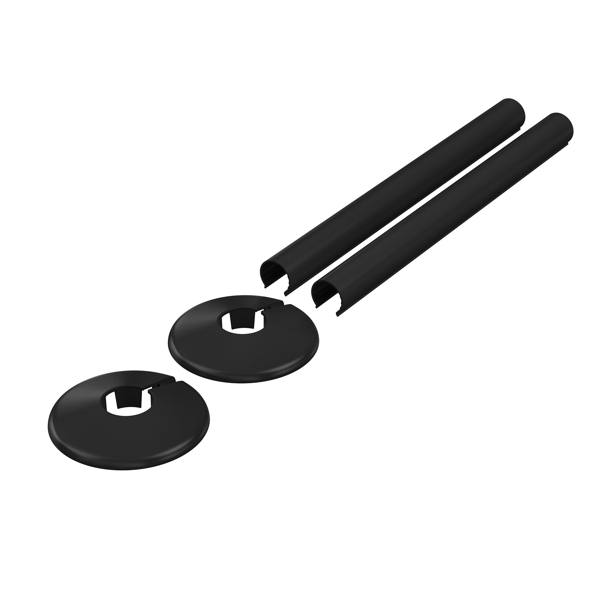 Gloss Black uPVC Clip-On Radiator & Towel Warmer Pipe Covers & Collars - 15mm (Set for 2 Pipes)