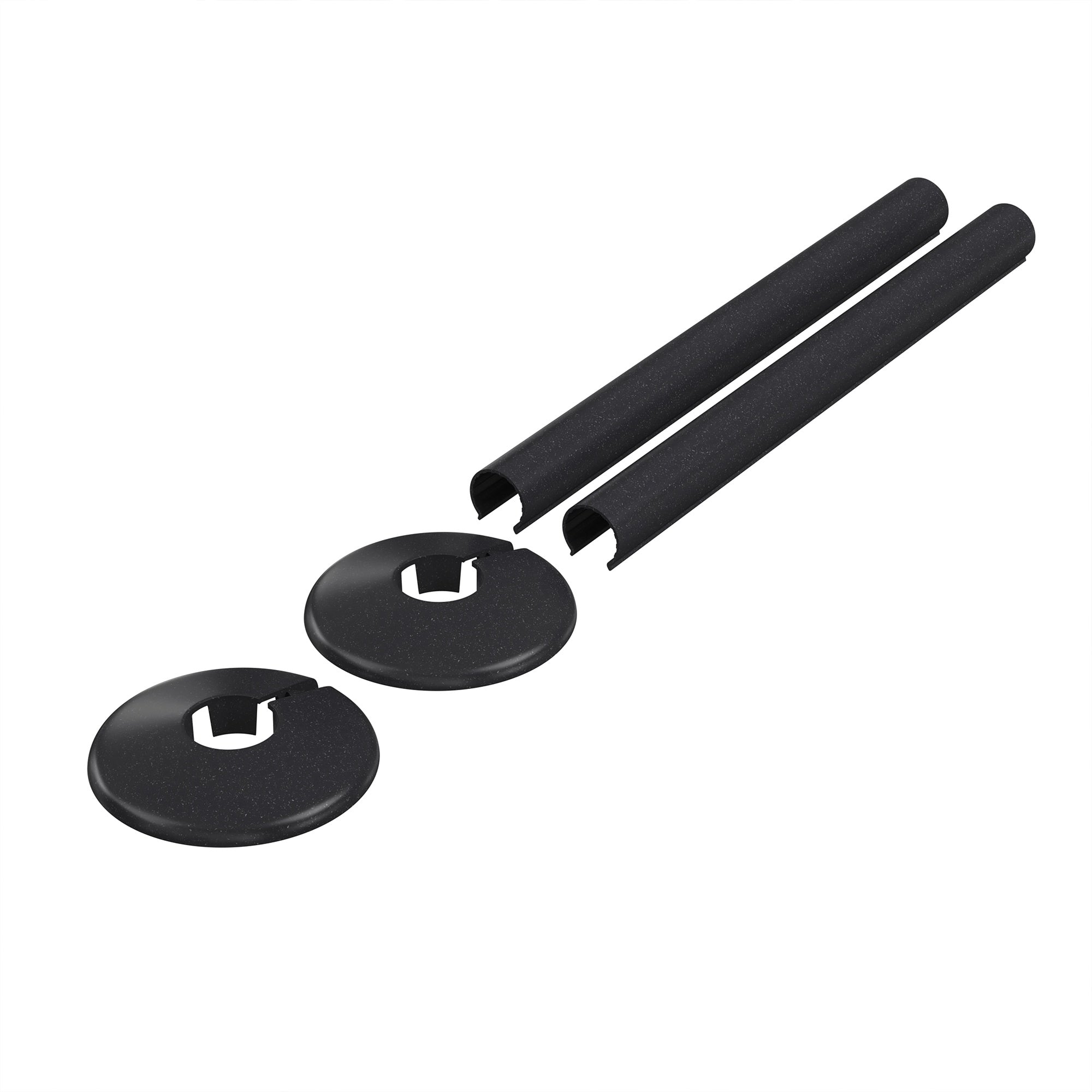 Premium Anthracite Clip-On Radiator Pipe Covers & Collars for 15mm Pipes (Pair) - Durable uPVC, Easy Fit