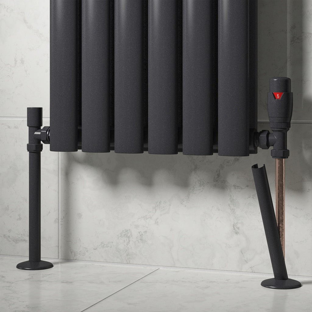 Premium Anthracite Clip-On Radiator Pipe Covers & Collars for 15mm Pipes (Pair) - Durable uPVC, Easy Fit