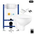 Wall Hung Toilet Pan & Low Height Concealed Cistern Frame with Chrome Plate