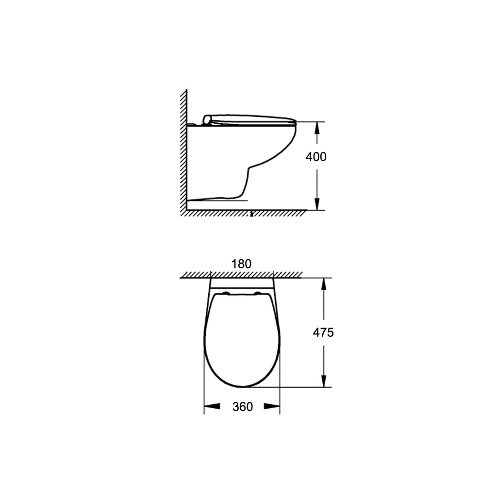 Wall Hung Toilet Pan & Low Height Concealed Cistern Frame with Chrome Plate
