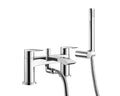 Modern Chrome Sleek Waterfall Bath Shower Mixer Tap with Handset - Bath Mounted