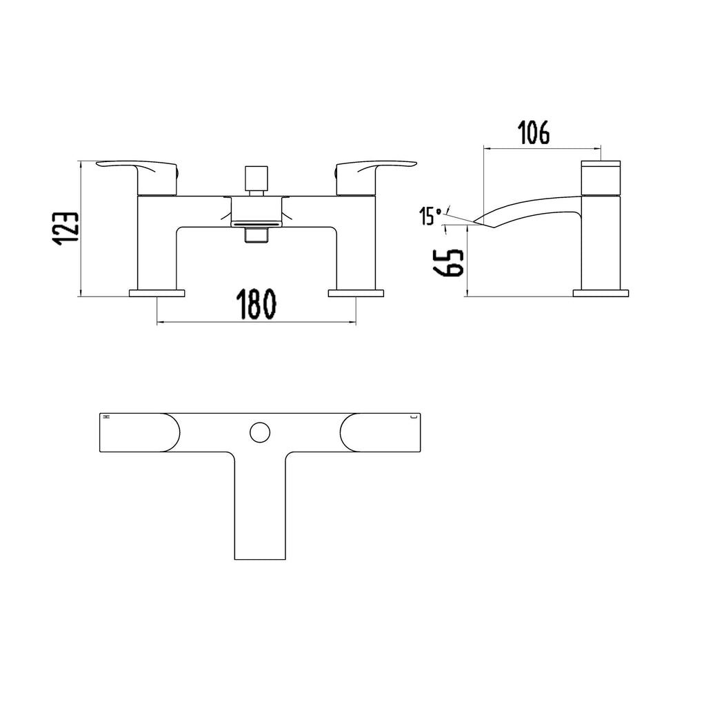 Modern Chrome Sleek Waterfall Bath Shower Mixer Tap with Handset - Bath Mounted