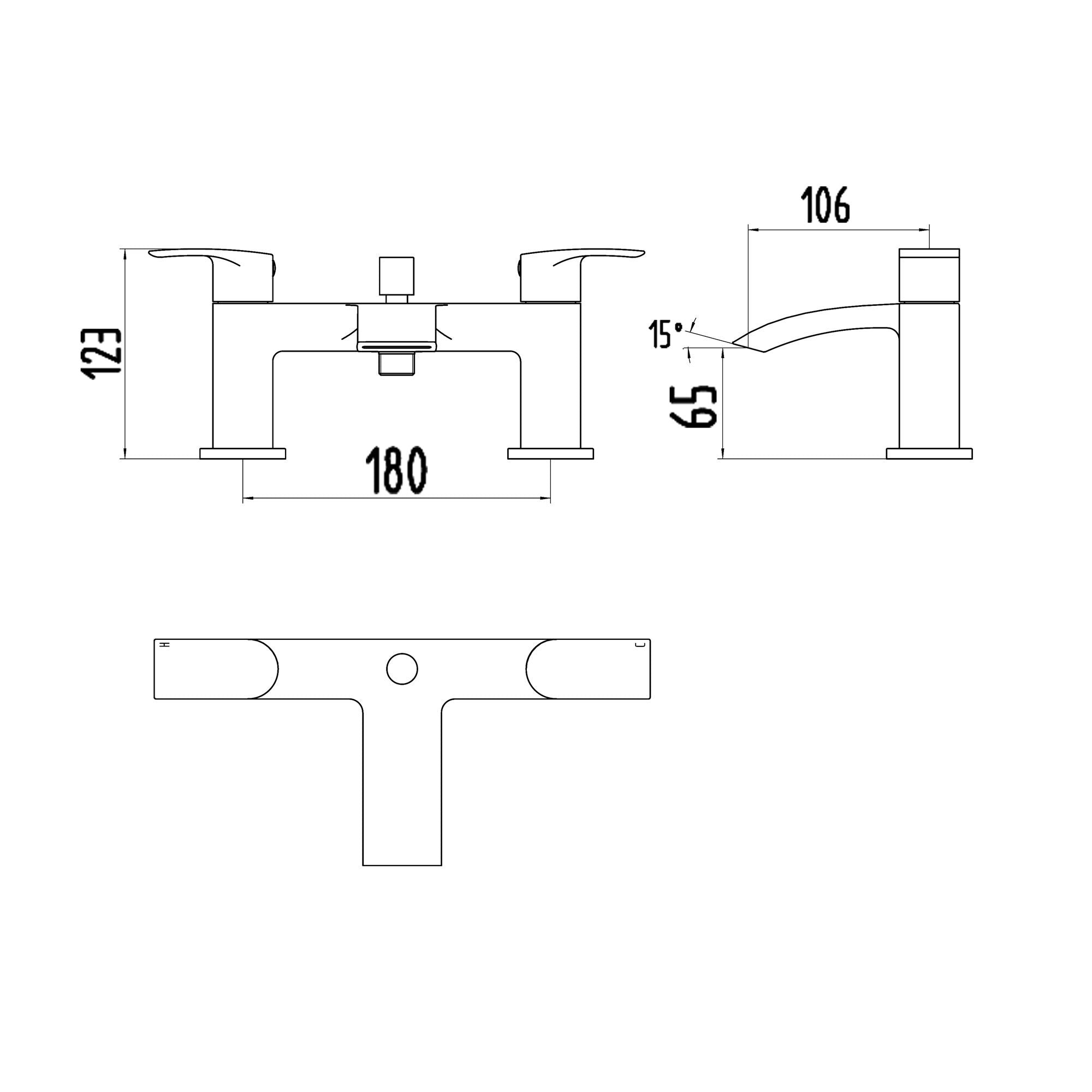 Modern Chrome Sleek Waterfall Bath Shower Mixer Tap with Handset - Bath Mounted