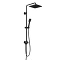 FNX Bathrooms Matt Black Square Thermostatic Rigid Riser Overhead Shower Kit with Fixed Head & Handset