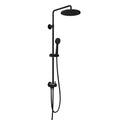 FNX Matt Black Thermostatic Rigid Riser Shower Kit with Rainfall Head & Multi-Mode Handset - Round