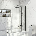 Modern Straight Bath Screen 1400x800mm - Black Aluminium Frame & 6mm Toughened Easy-Clean Glass