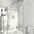 Curved Bath Screen, 6mm Toughened Safety Glass, 1400 x 300mm, Chrome Semi-Framed