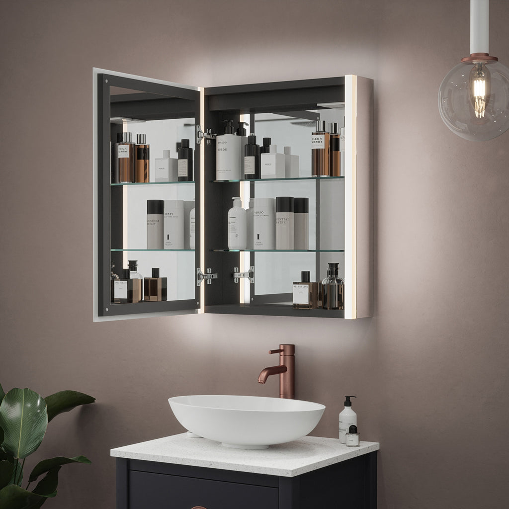 Balmoral Single Door Tunable LED Illuminated Bathroom Mirror Cabinet with Bluetooth Speaker & Shaver Socket, 700x550mm