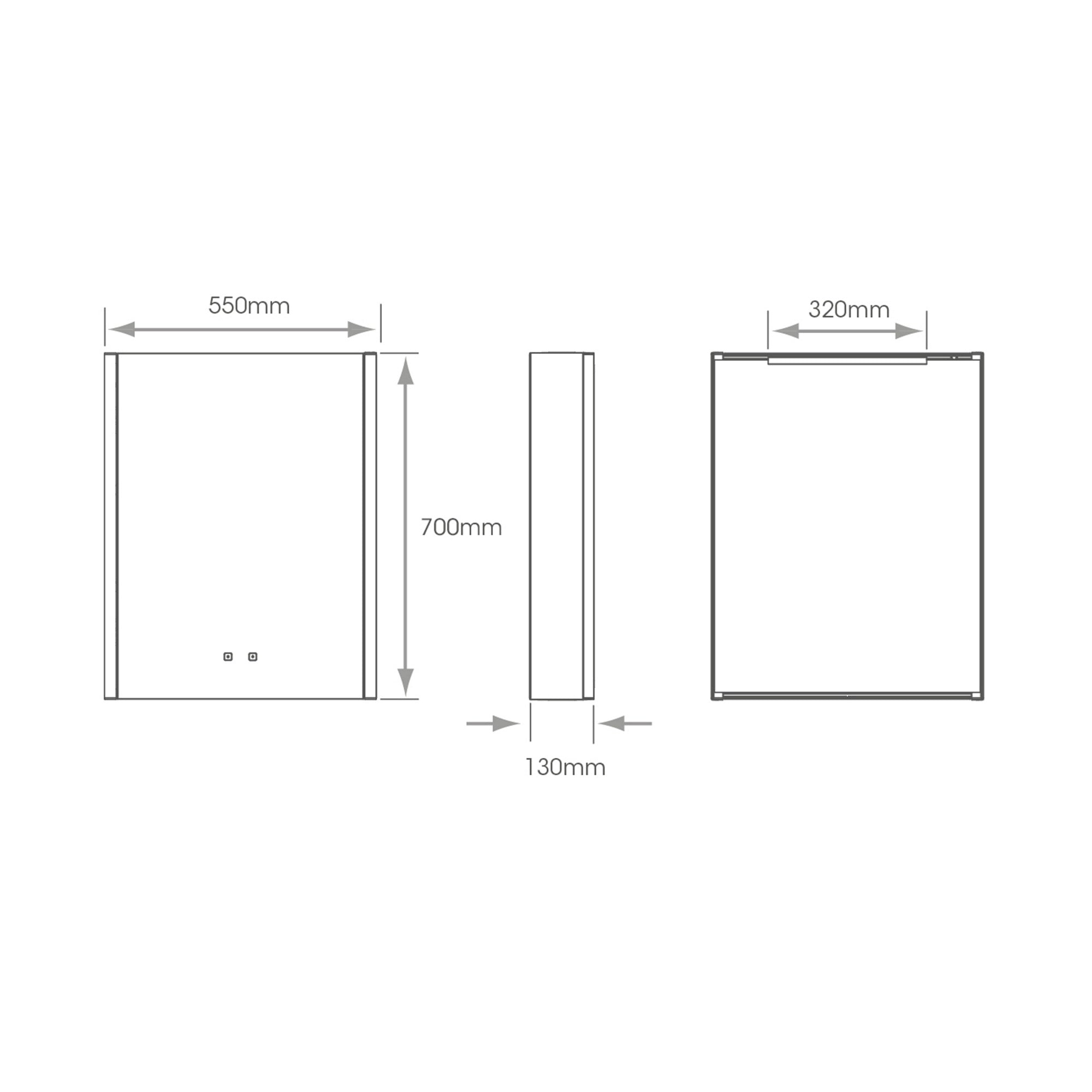 Balmoral Single Door Tunable LED Illuminated Bathroom Mirror Cabinet with Bluetooth Speaker & Shaver Socket, 700x550mm