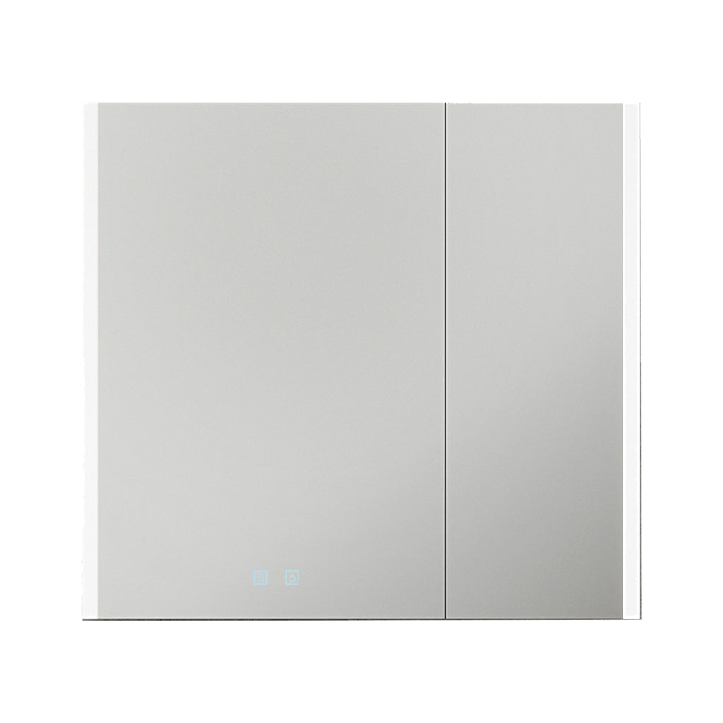 Balmoral Double Door Illuminated LED Bathroom Mirror Cabinet with Bluetooth Speaker, Shaver Socket & USB Port - 800x700x130mm