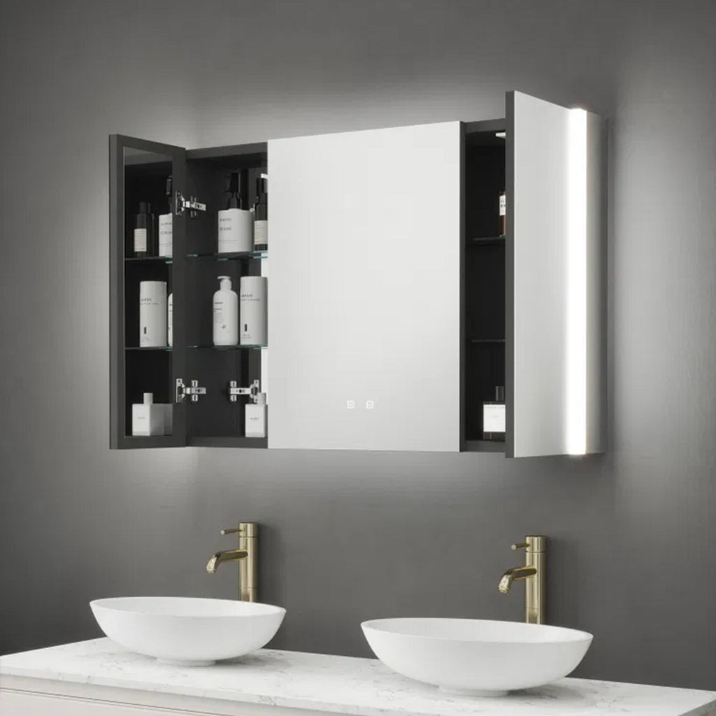 Balmoral Triple Door LED Bathroom Mirror Cabinet with Bluetooth & Shaver Socket, 1050x700x130mm