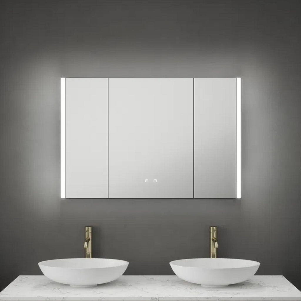 Balmoral Triple Door LED Bathroom Mirror Cabinet with Bluetooth & Shaver Socket, 1050x700x130mm