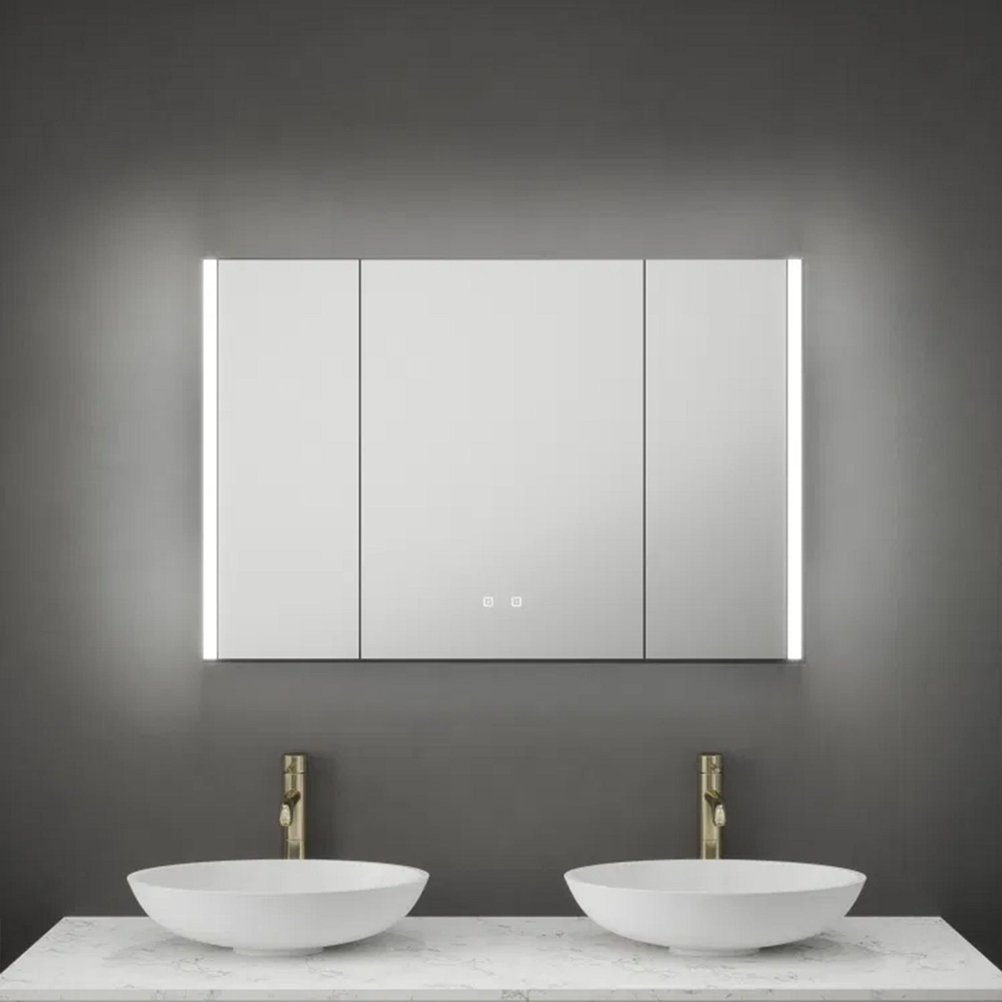 Balmoral Triple Door LED Bathroom Mirror Cabinet with Bluetooth & Shaver Socket, 1050x700x130mm