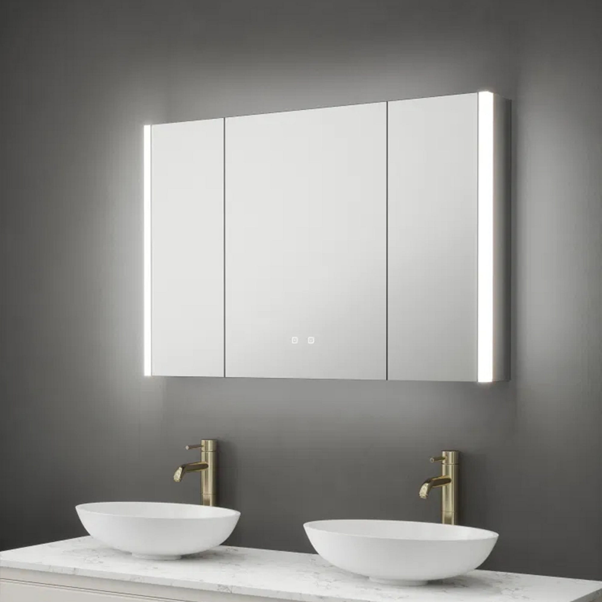 Balmoral Triple Door LED Bathroom Mirror Cabinet with Bluetooth & Shaver Socket, 1050x700x130mm