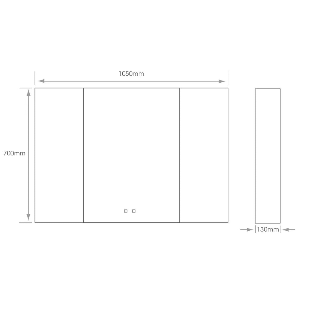 Balmoral Triple Door LED Bathroom Mirror Cabinet with Bluetooth & Shaver Socket, 1050x700x130mm