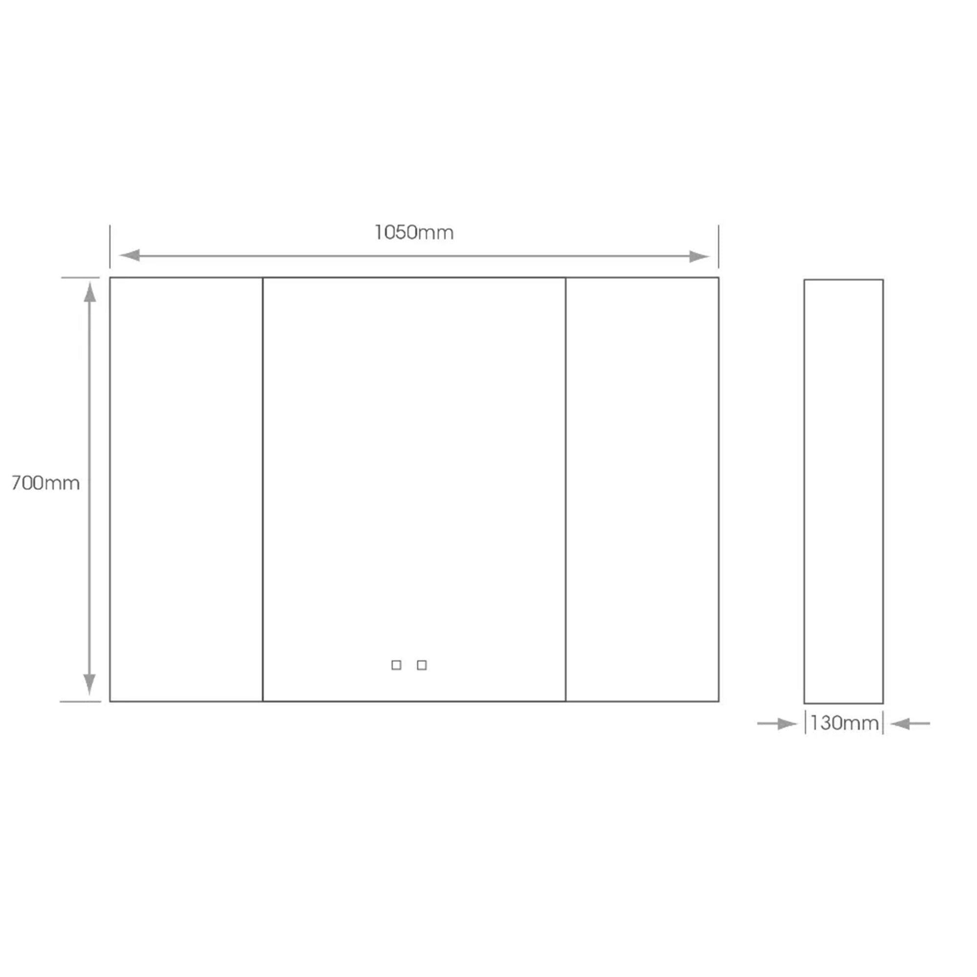 Balmoral Triple Door LED Bathroom Mirror Cabinet with Bluetooth & Shaver Socket, 1050x700x130mm