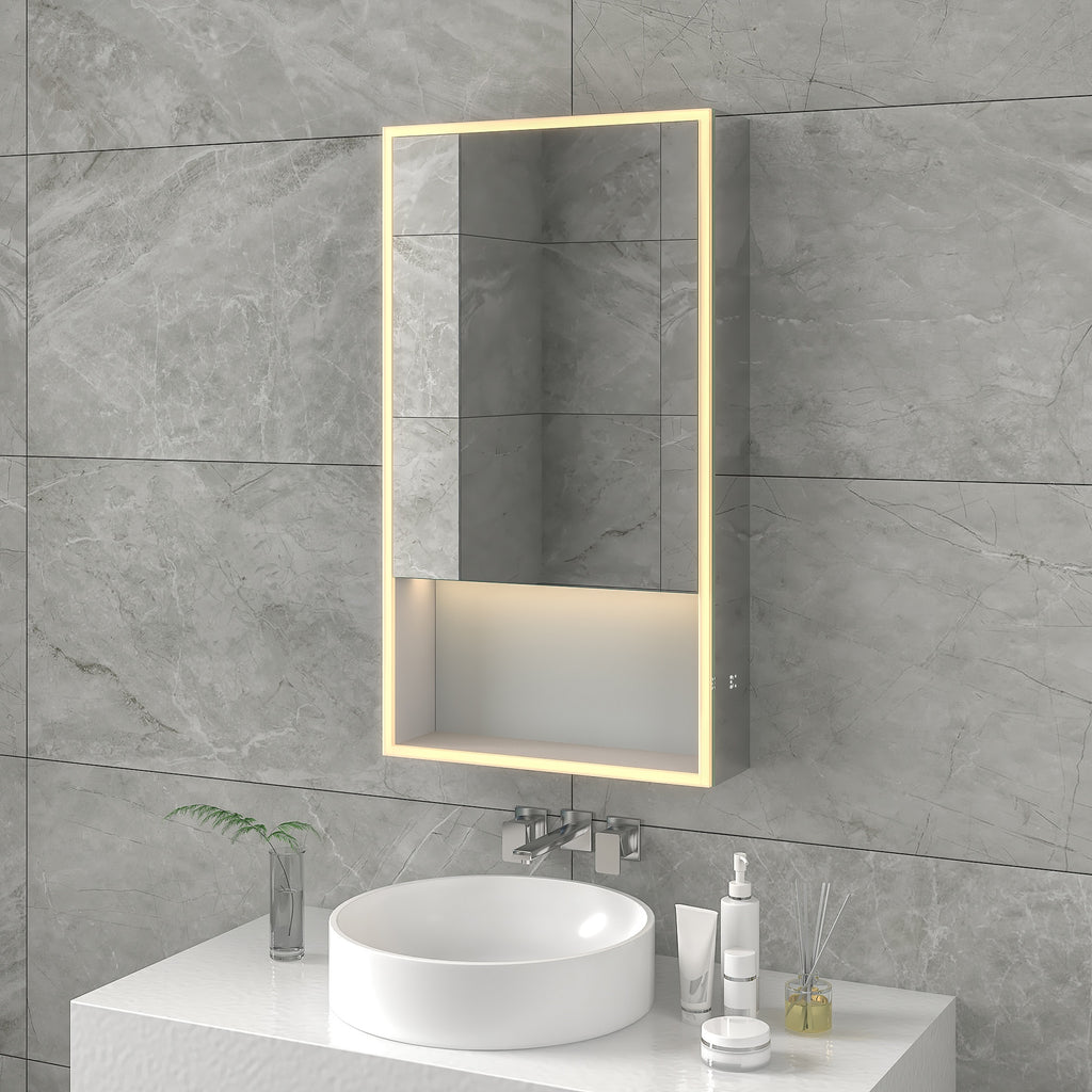 Apollo Single Tunable LED Mirror Cabinet with Bluetooth Speaker, Shaver Socket, USB & Wireless Charging for Bathrooms