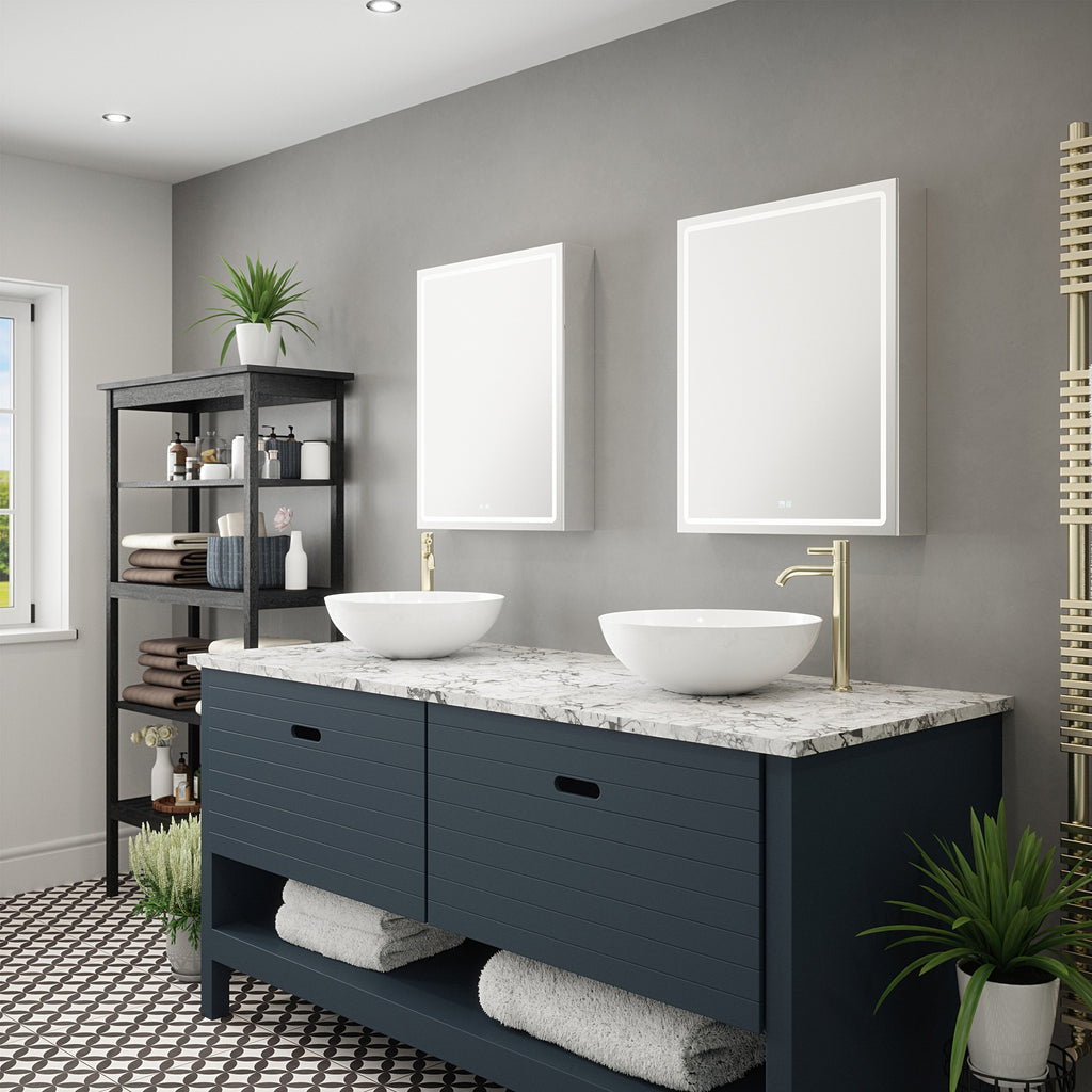 Athena Illuminated LED Bathroom Mirror Cabinet with Tunable White Light, Demister & Shaver Socket - 50x70cm