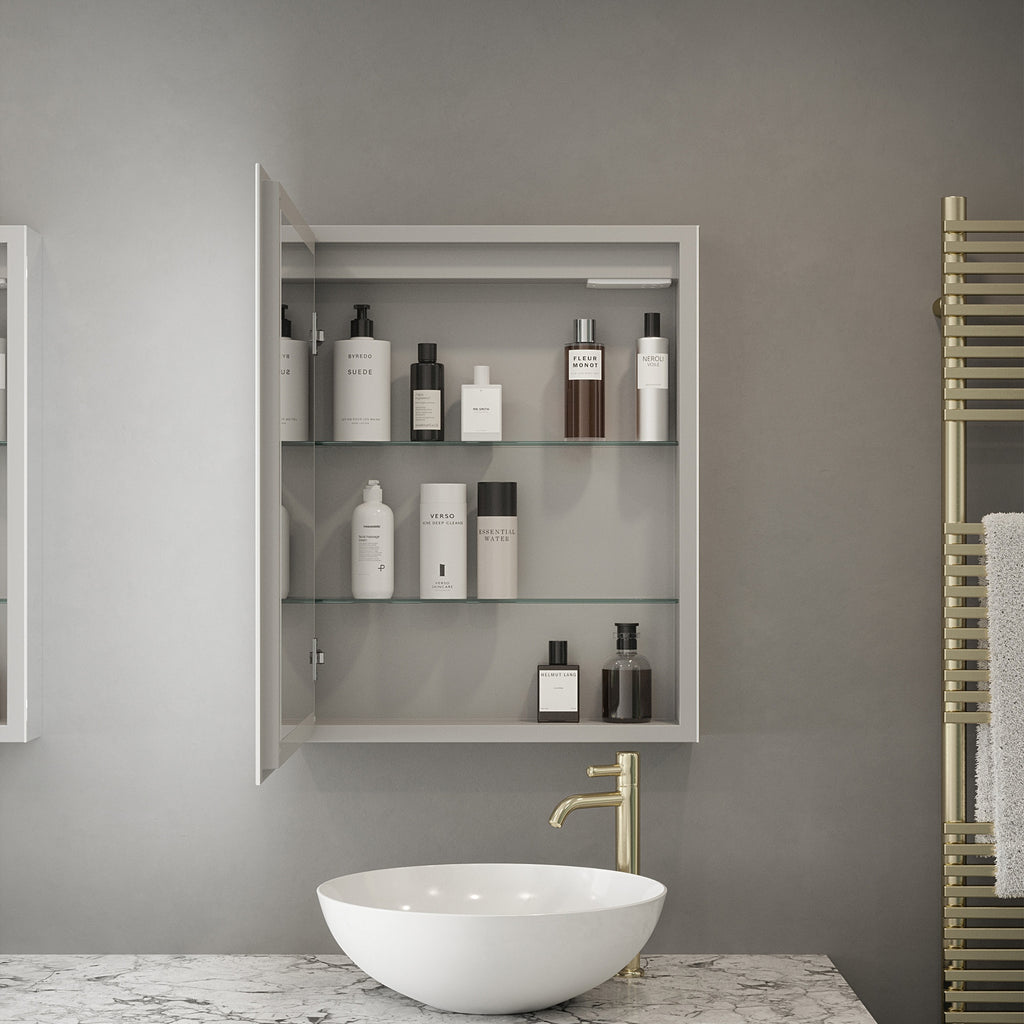 Athena Illuminated LED Bathroom Mirror Cabinet with Tunable White Light, Demister & Shaver Socket - 50x70cm