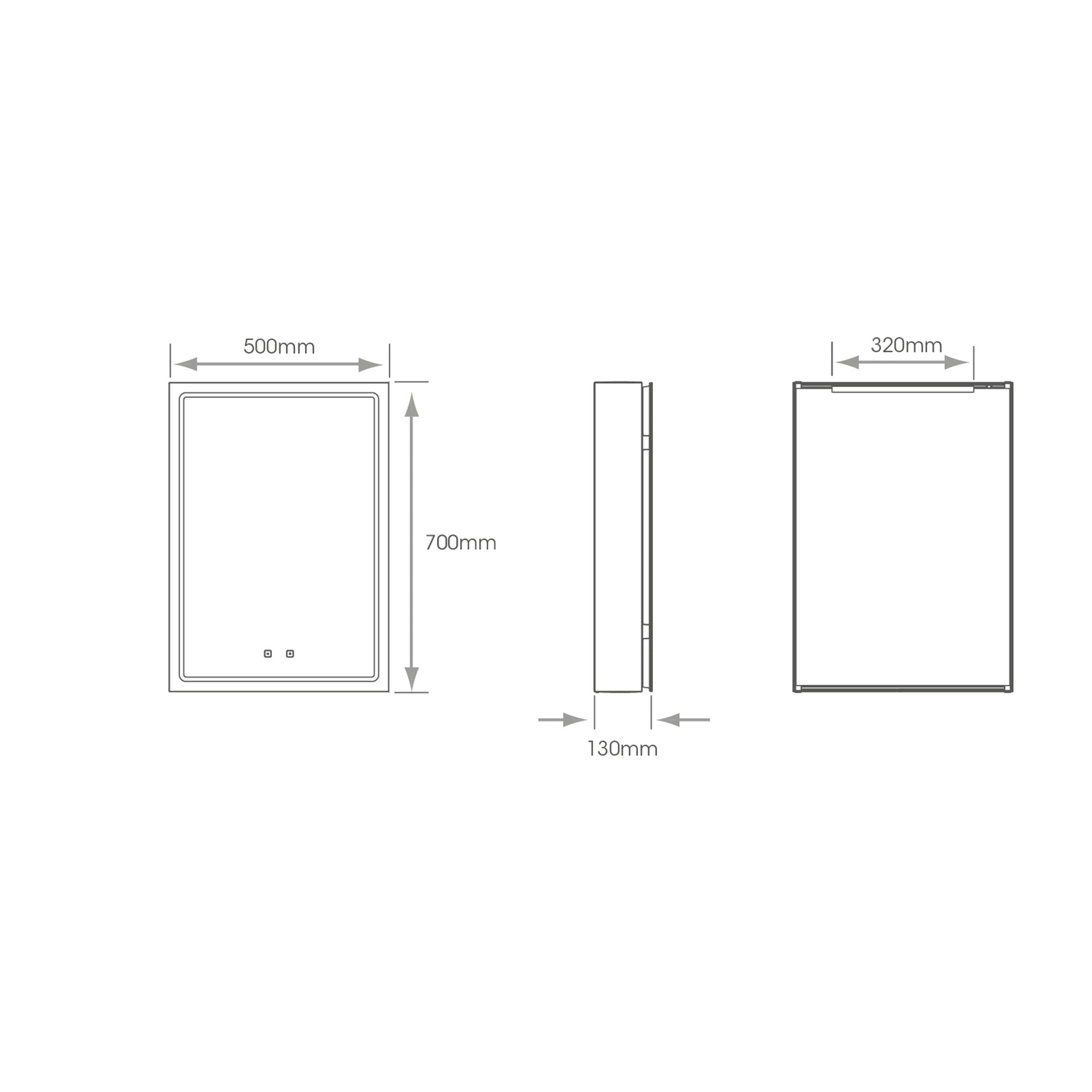 Athena Illuminated LED Bathroom Mirror Cabinet with Tunable White Light, Demister & Shaver Socket - 50x70cm