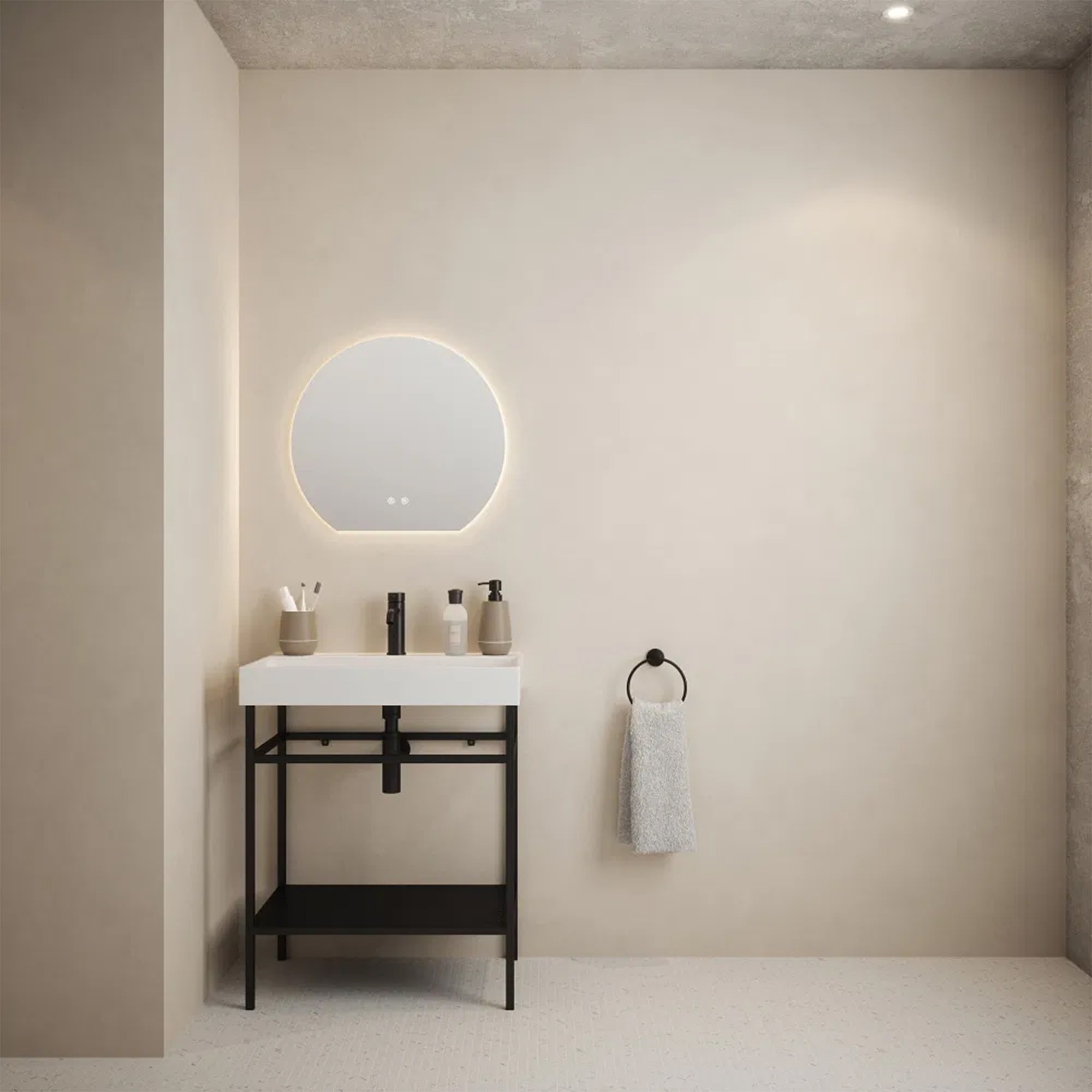 FNX Bathrooms Marseille Tunable LED Frameless Mirror with Demister, Dimmable, Touch Sensor & IP44 - 600x546mm