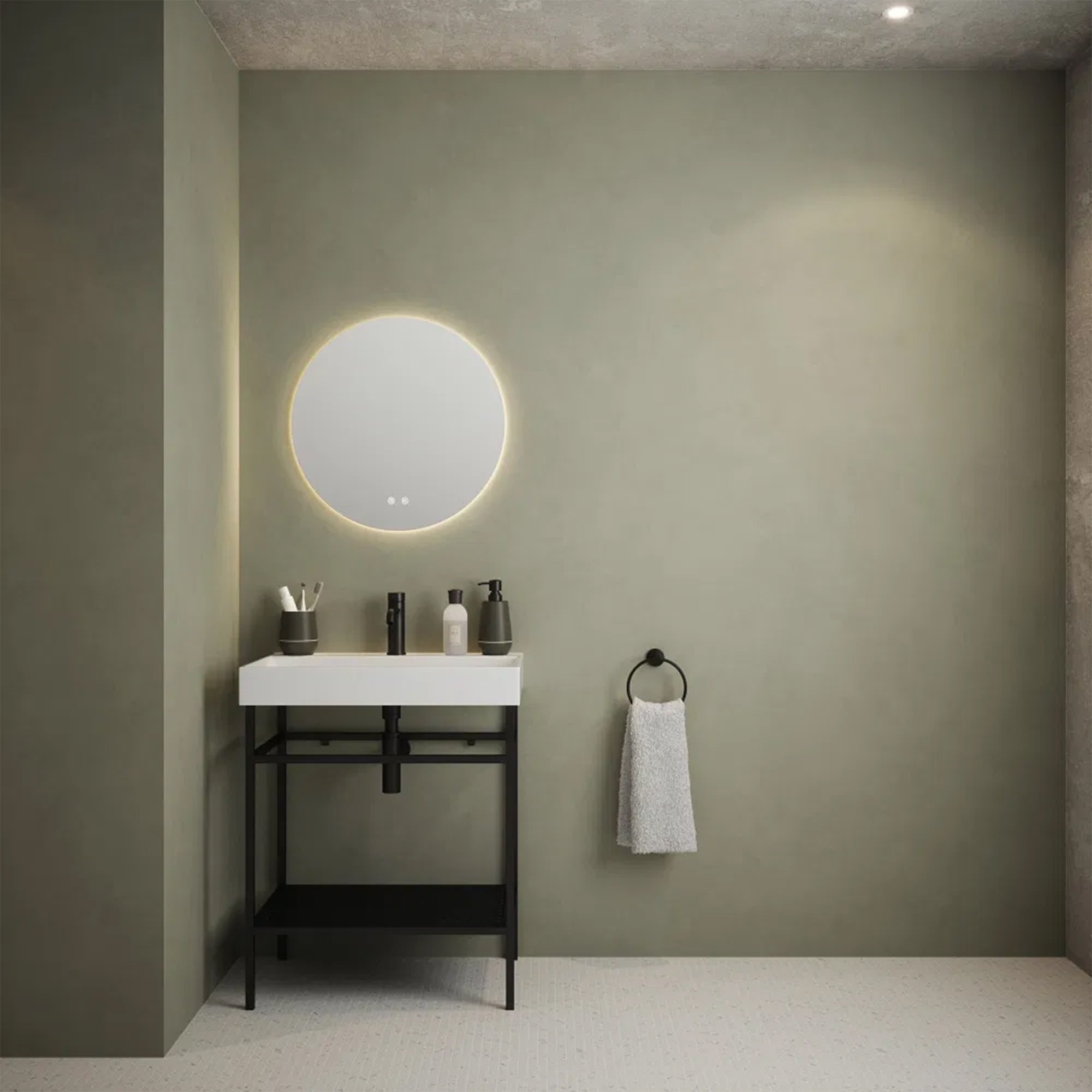 Rochelle 600mm Round Tunable LED Bathroom Mirror - Frameless, Dimmable, IP44, Demister & Touch Sensor