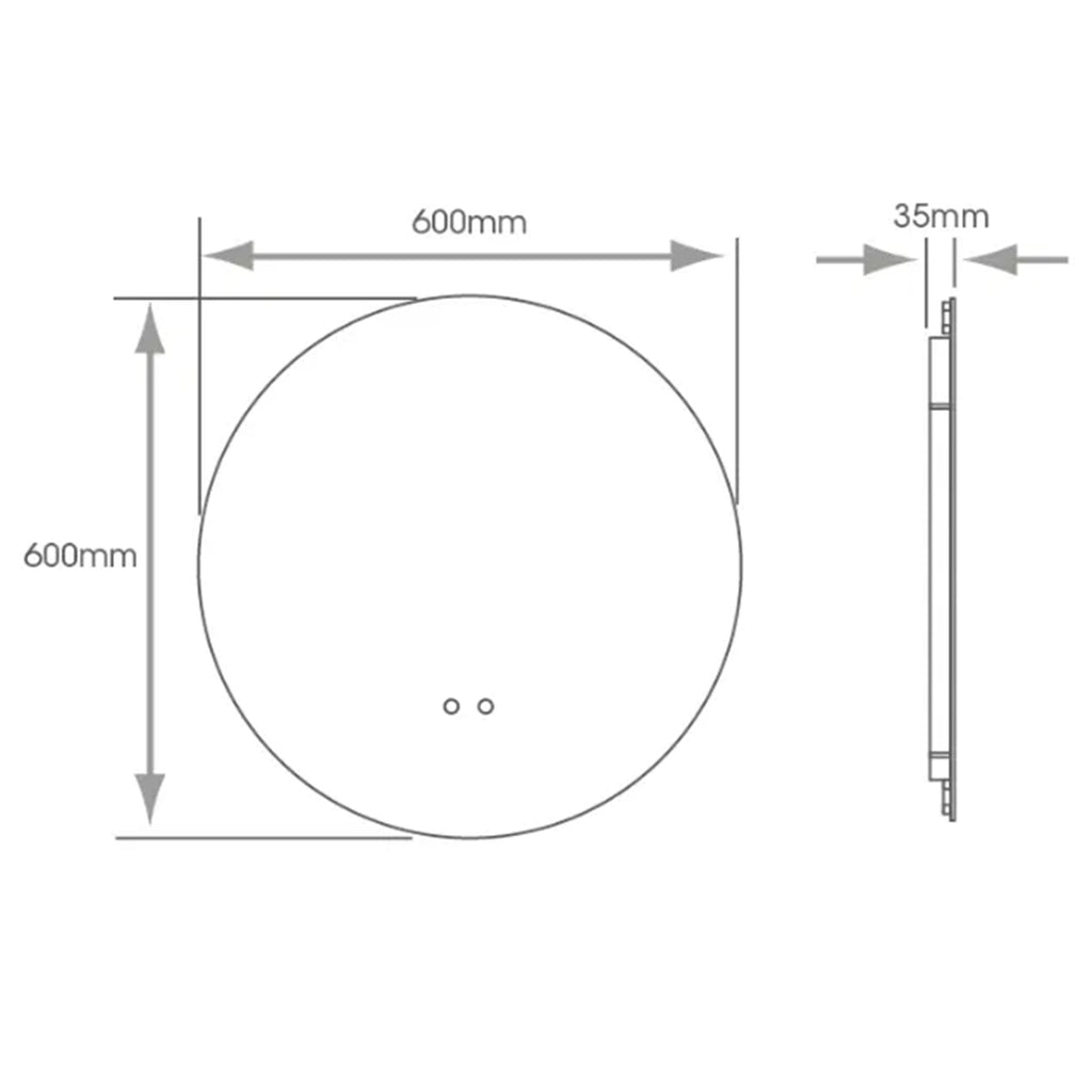 Rochelle 600mm Round Tunable LED Bathroom Mirror - Frameless, Dimmable, IP44, Demister & Touch Sensor