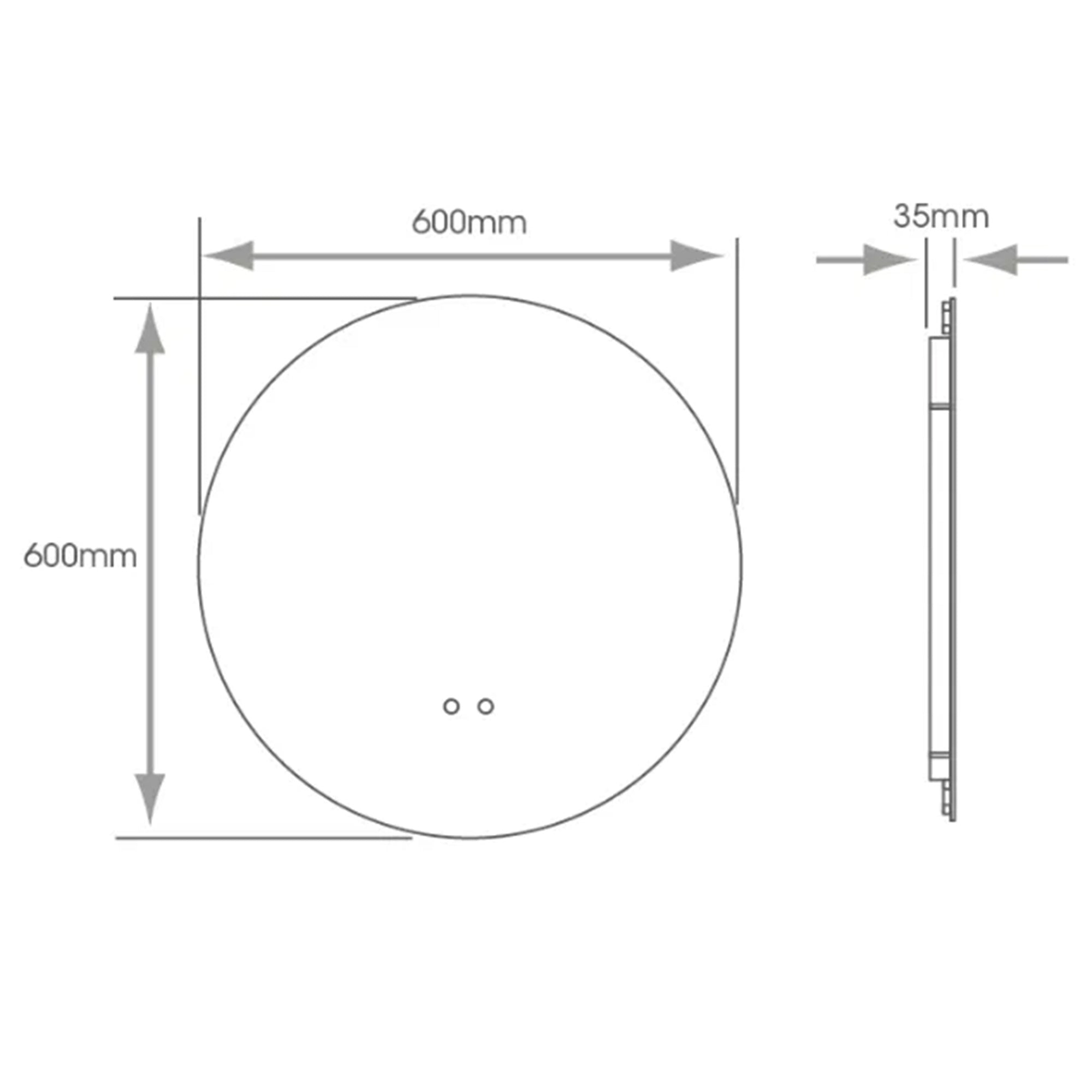 Rochelle 600mm Round Tunable LED Bathroom Mirror - Frameless, Dimmable, IP44, Demister & Touch Sensor