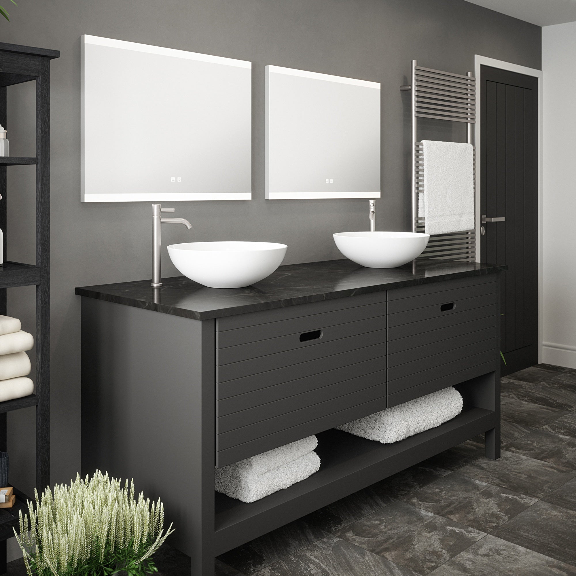 Hamilton Smart LED Bathroom Mirror with Bluetooth Speakers, Tunable Light & Anti-Fog Demister - 800x600mm