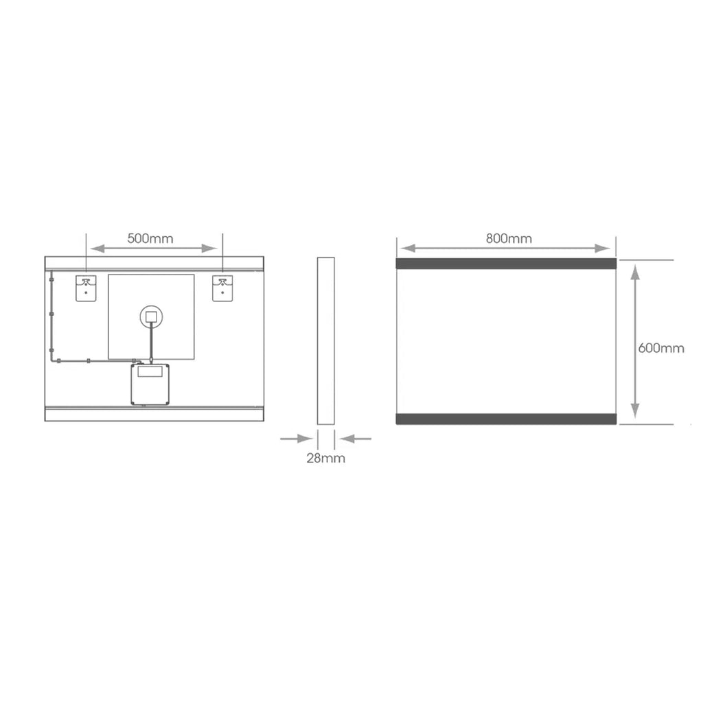 Hamilton Smart LED Bathroom Mirror with Bluetooth Speakers, Tunable Light & Anti-Fog Demister - 800x600mm
