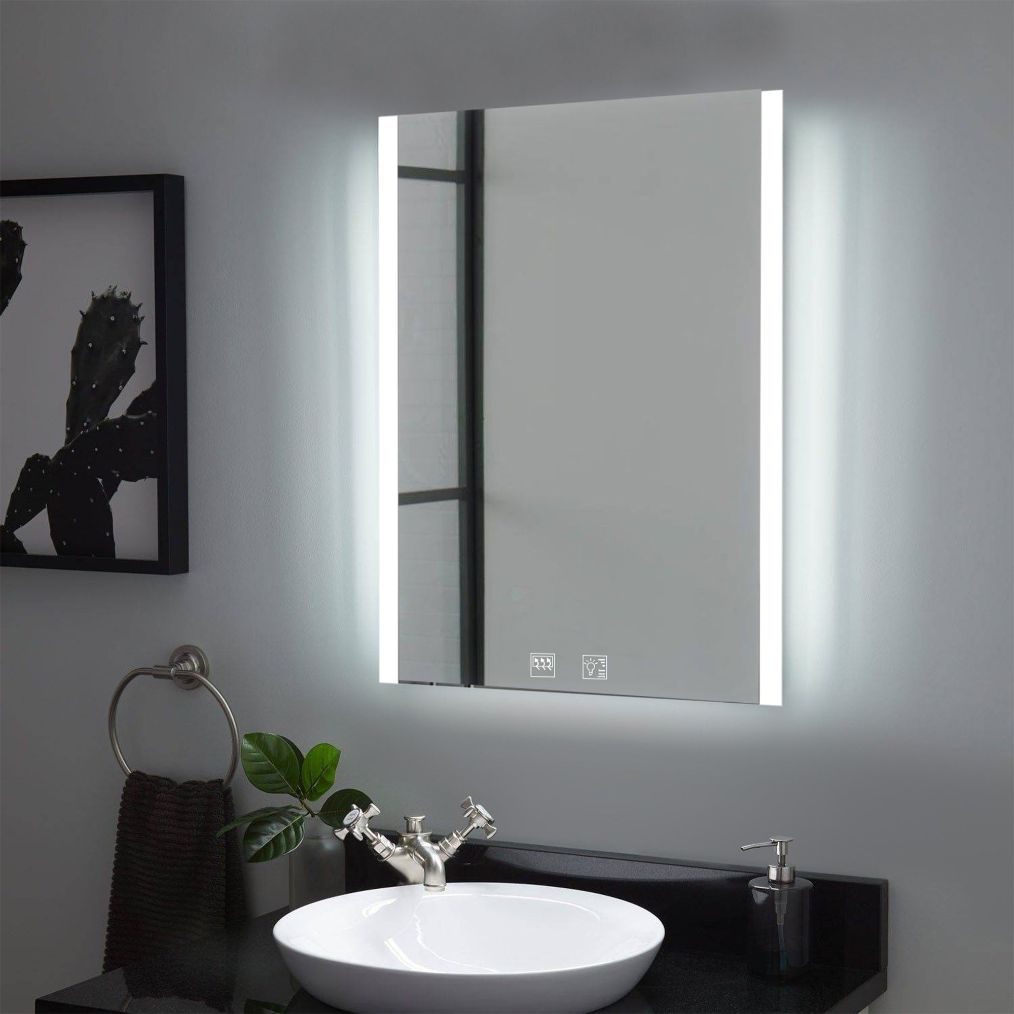 Windsor 800x600mm LED Bathroom Mirror with Bluetooth, Demister & Tunable White - Portrait