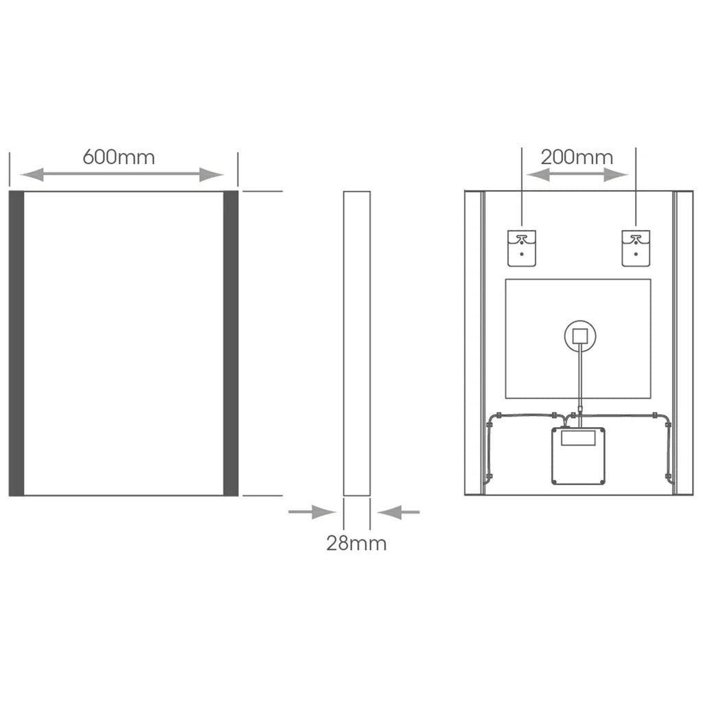 Windsor 800x600mm LED Bathroom Mirror with Bluetooth, Demister & Tunable White - Portrait
